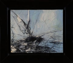 Composition abstraite PI, 1970-75 - peinture à l'huile, 45 x51 cm, encadrée