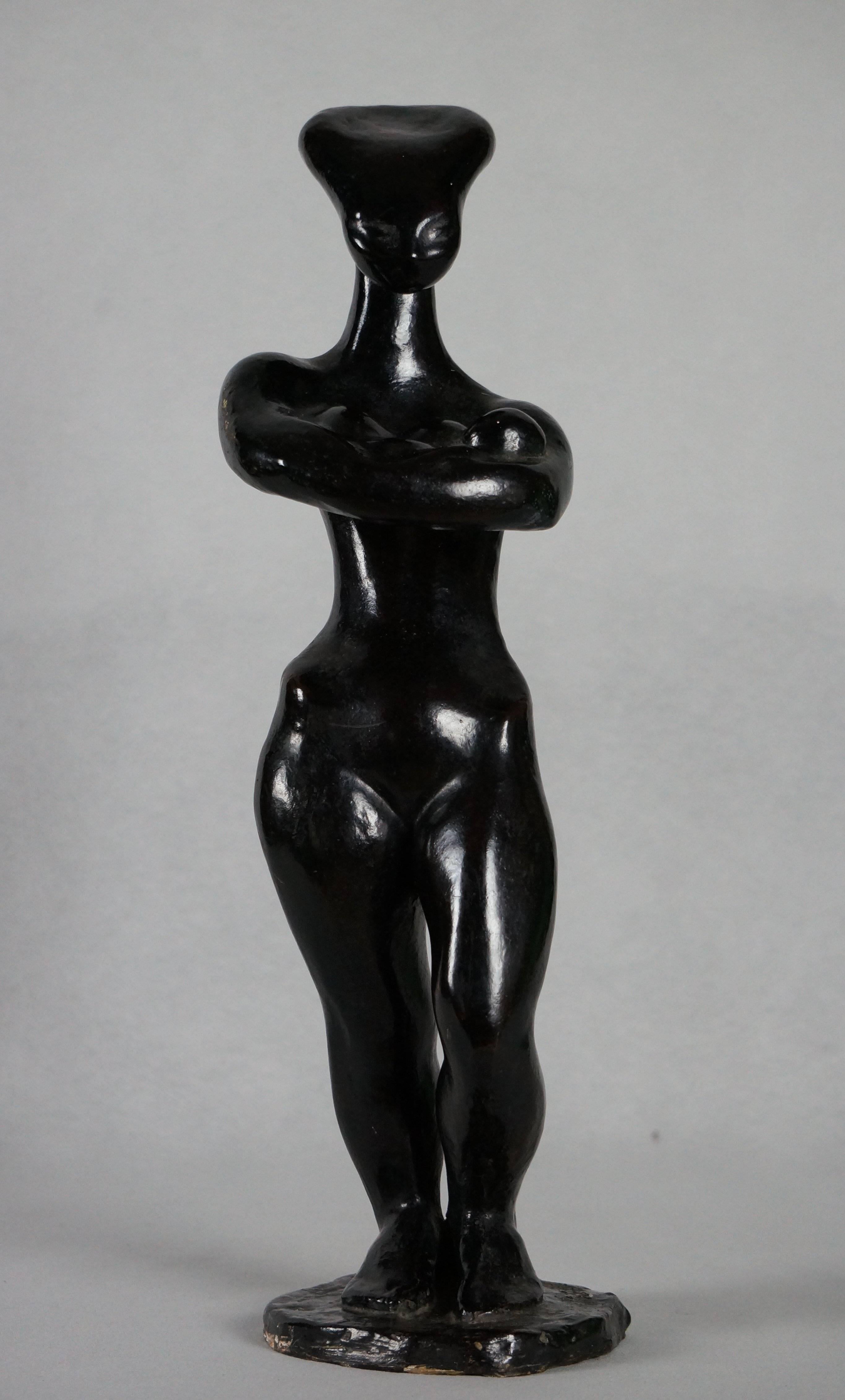 Philippe Asselin Figurative Sculpture - Maternity, 1960-70 - bronze, 44x13 cm