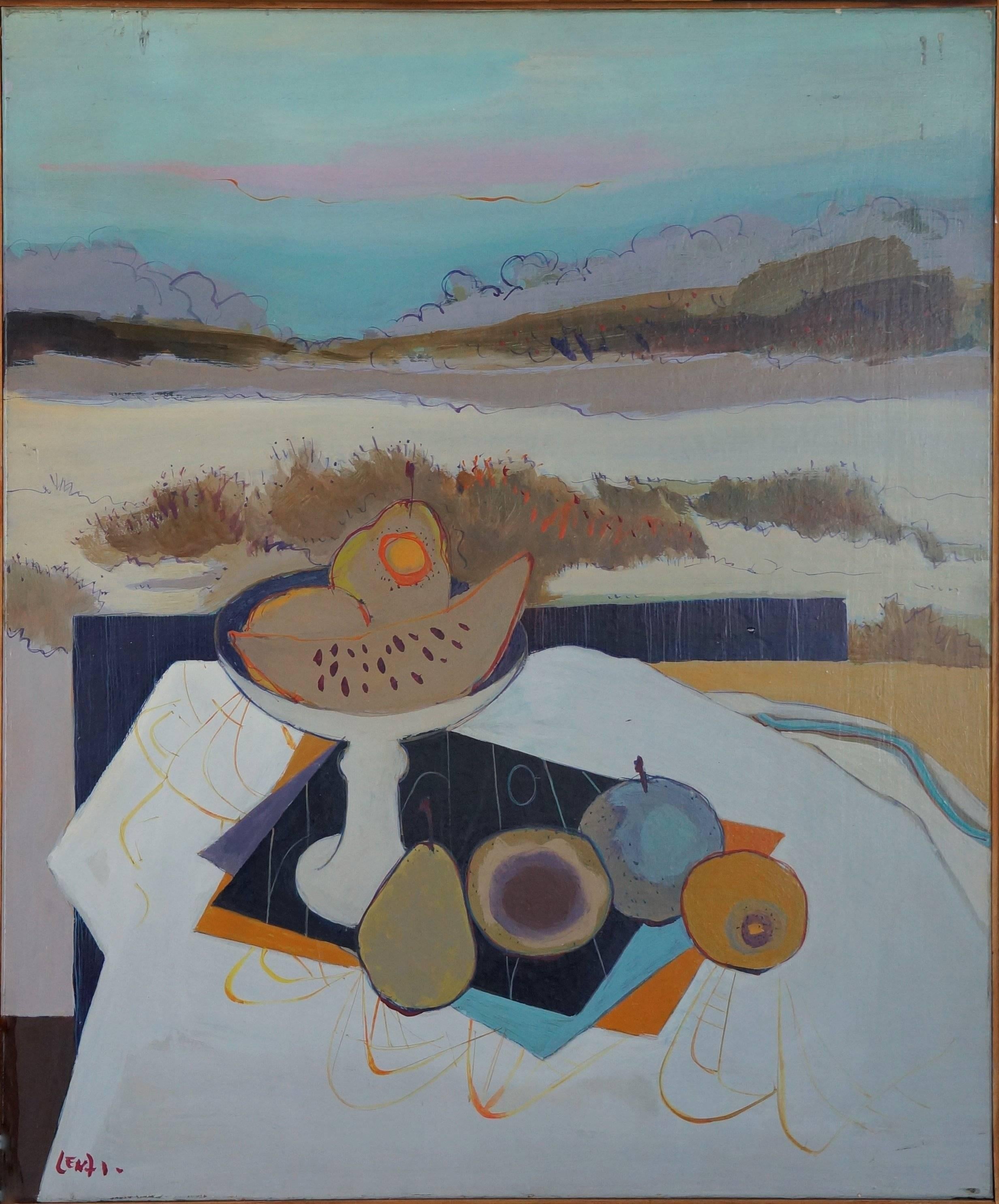 Table de Provence, 1960-65 - peinture à l'huile, 66x55 cm, encadrée