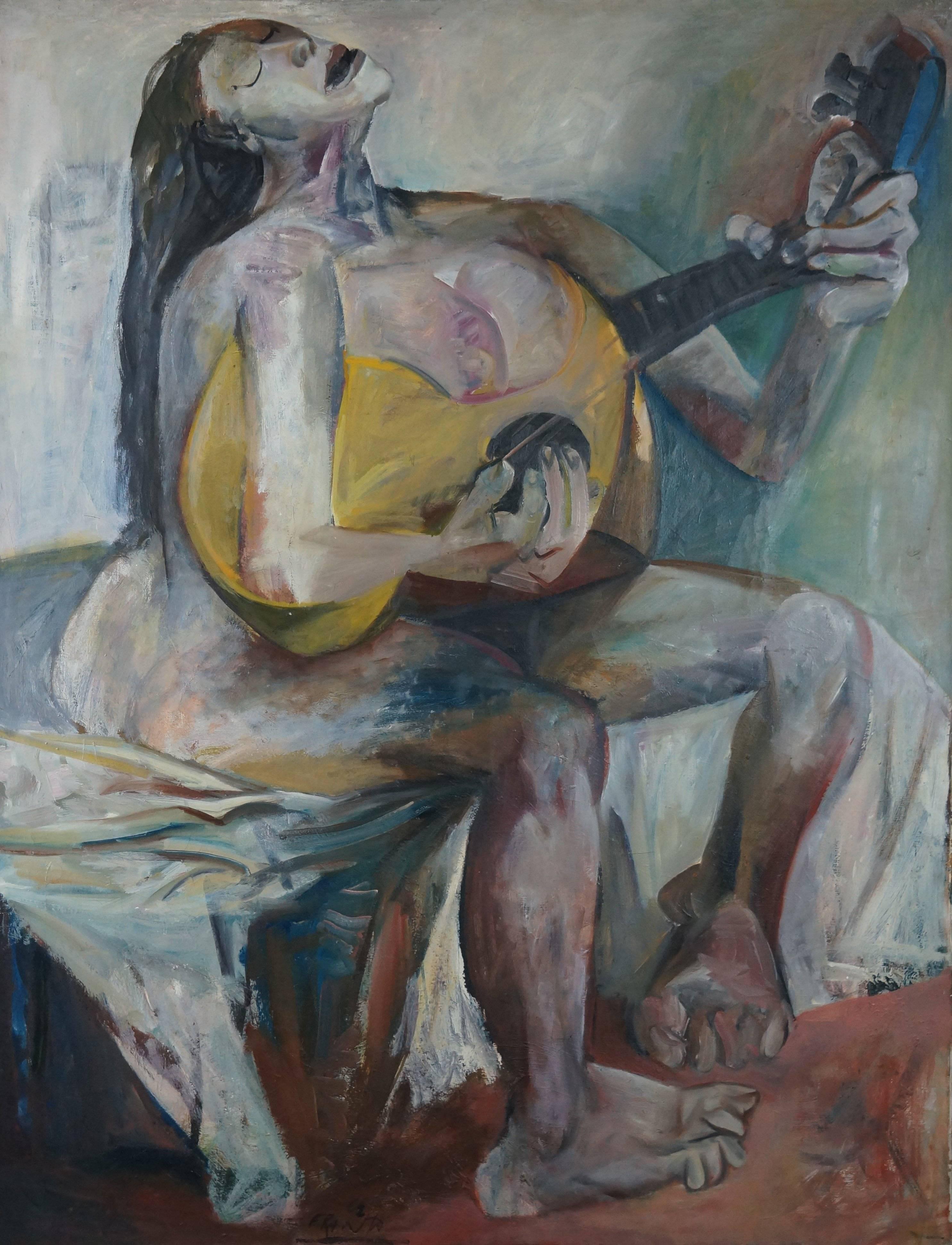 Frantisek Mertl Abstract Painting - La Femme à La Guitare