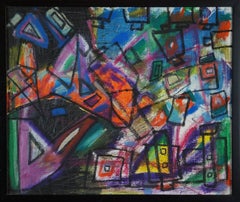 Composición abstracta WL2, 1960-65 - pintura al óleo, 49x58 cm, enmarcada