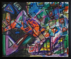 Abstrakte abstrakte Komposition WL2, 1960-65 - Ölfarbe, 49x58 cm, gerahmt