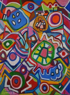 Composition abstraite GS6, 1960-65 - peinture à l'huile, 73x54 cm