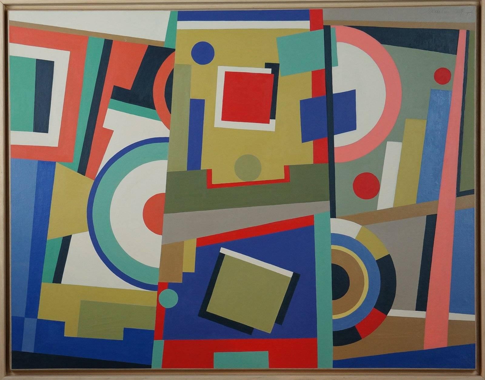 Abstract Painting di Pedrini Silvia - Composizione geometrica astratta SP15, 2015 - acrilico, 75x94  cm., incorniciato