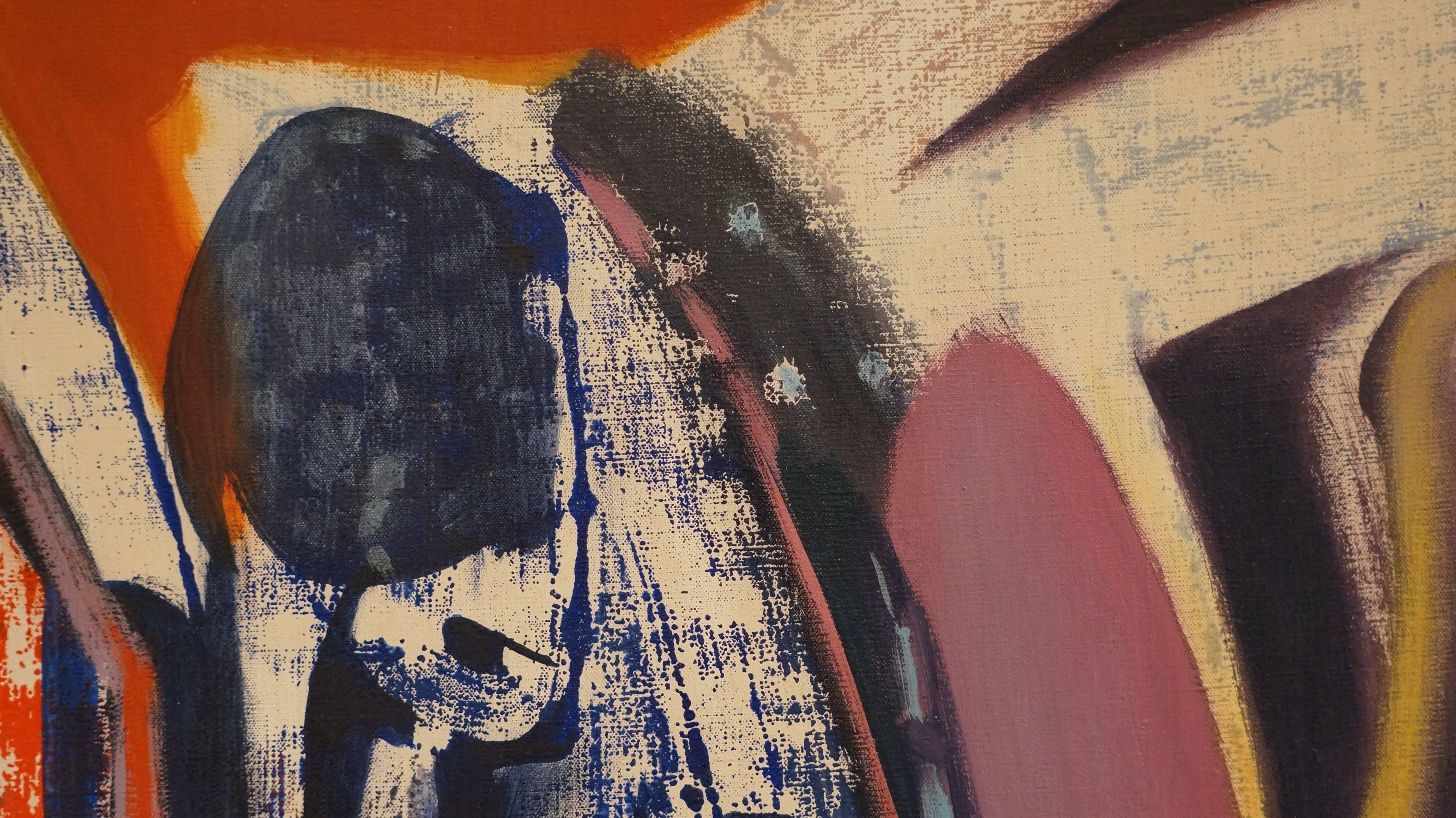 composition abstraite, 1951, peinture à l'huile, 62 x51 cm, encadrée - Abstrait Painting par Pierre Gastaud