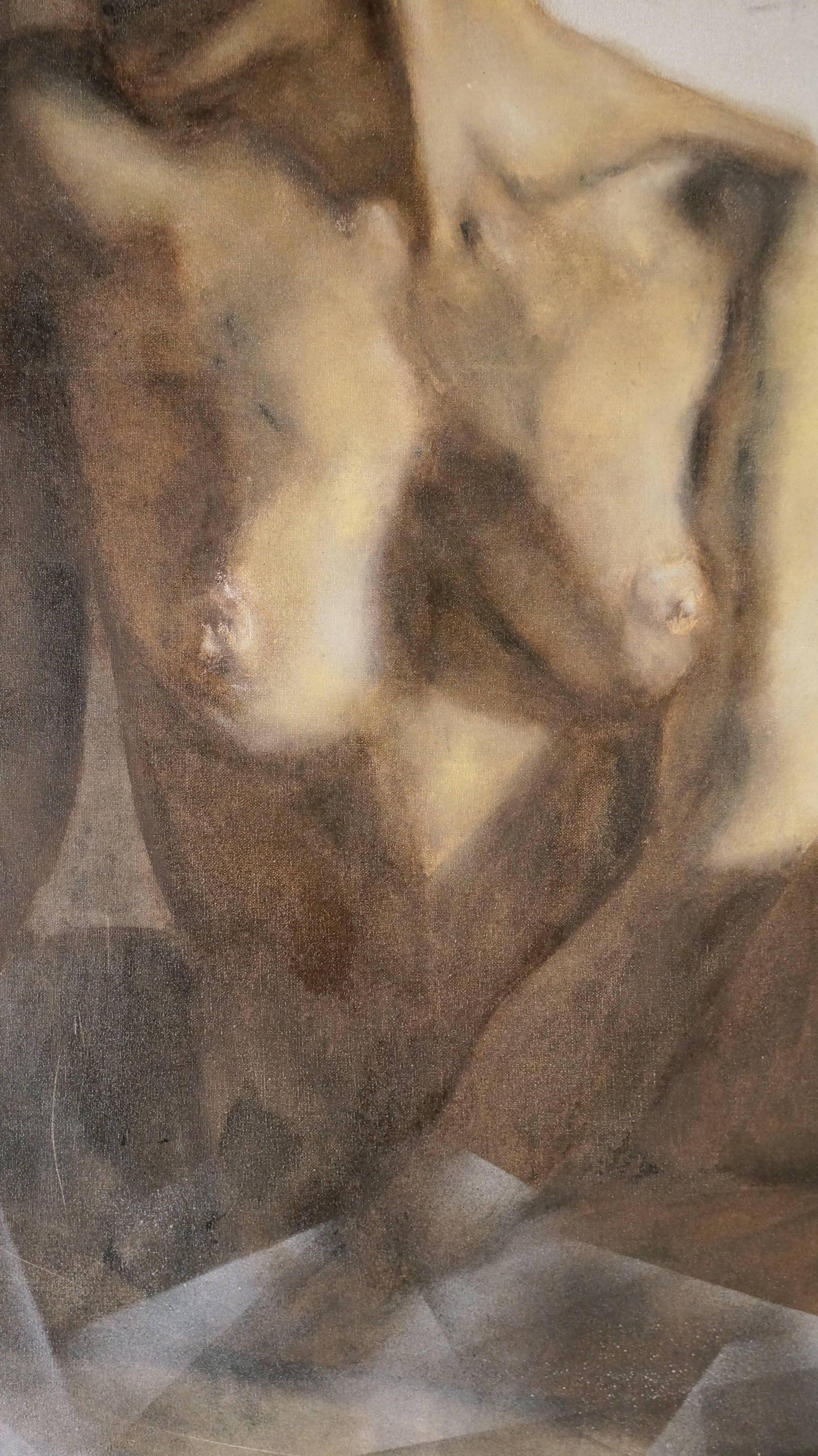 Femme d'un Soir, 1995, signed Aden - oil paint, 107x67 cm., framed - Modern Painting by Unknown