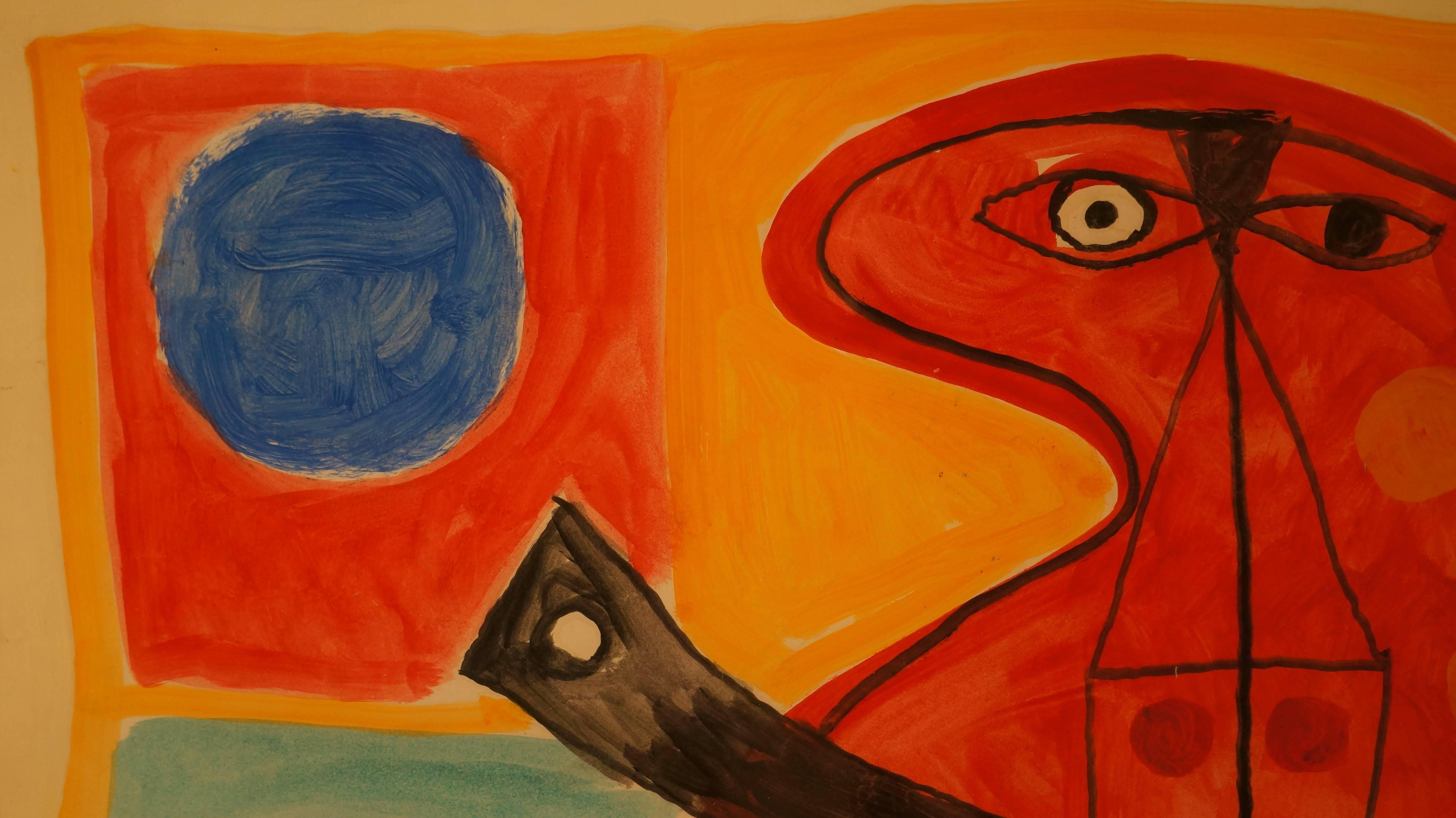 Abstract Composition V - Brown Abstract Painting by Albert Chubac