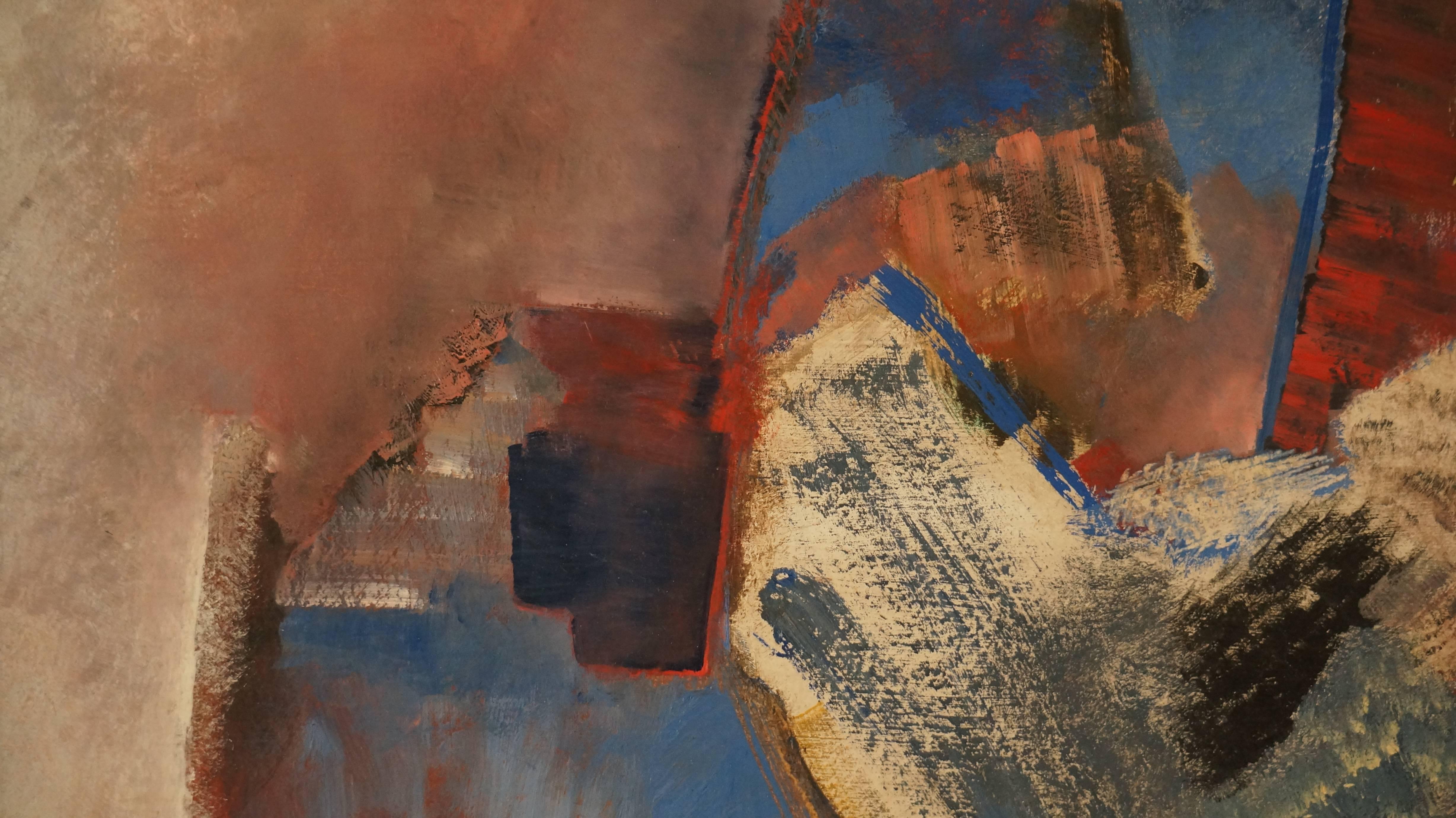Abstrakte Komposition XXI - N. European School, 1970–1970, Ölfarbe, 49x56 cm, gerahmt (Braun), Abstract Painting, von Unknown
