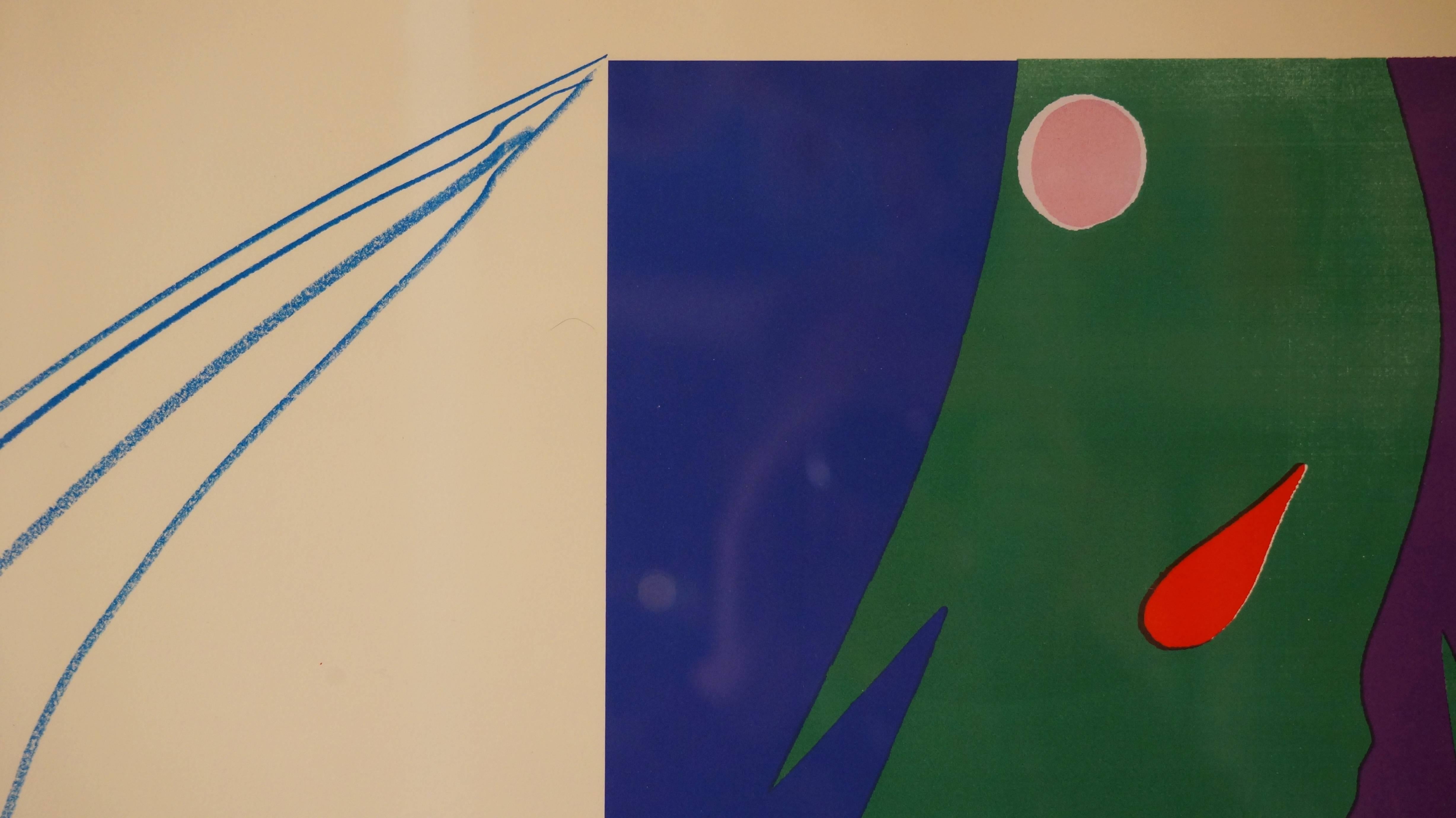 Abstrakte Komposition XII – einzigartiges Werk, 2004 – Lithographie, 69x52 cm, gerahmt (Braun), Abstract Drawing, von André Verdet