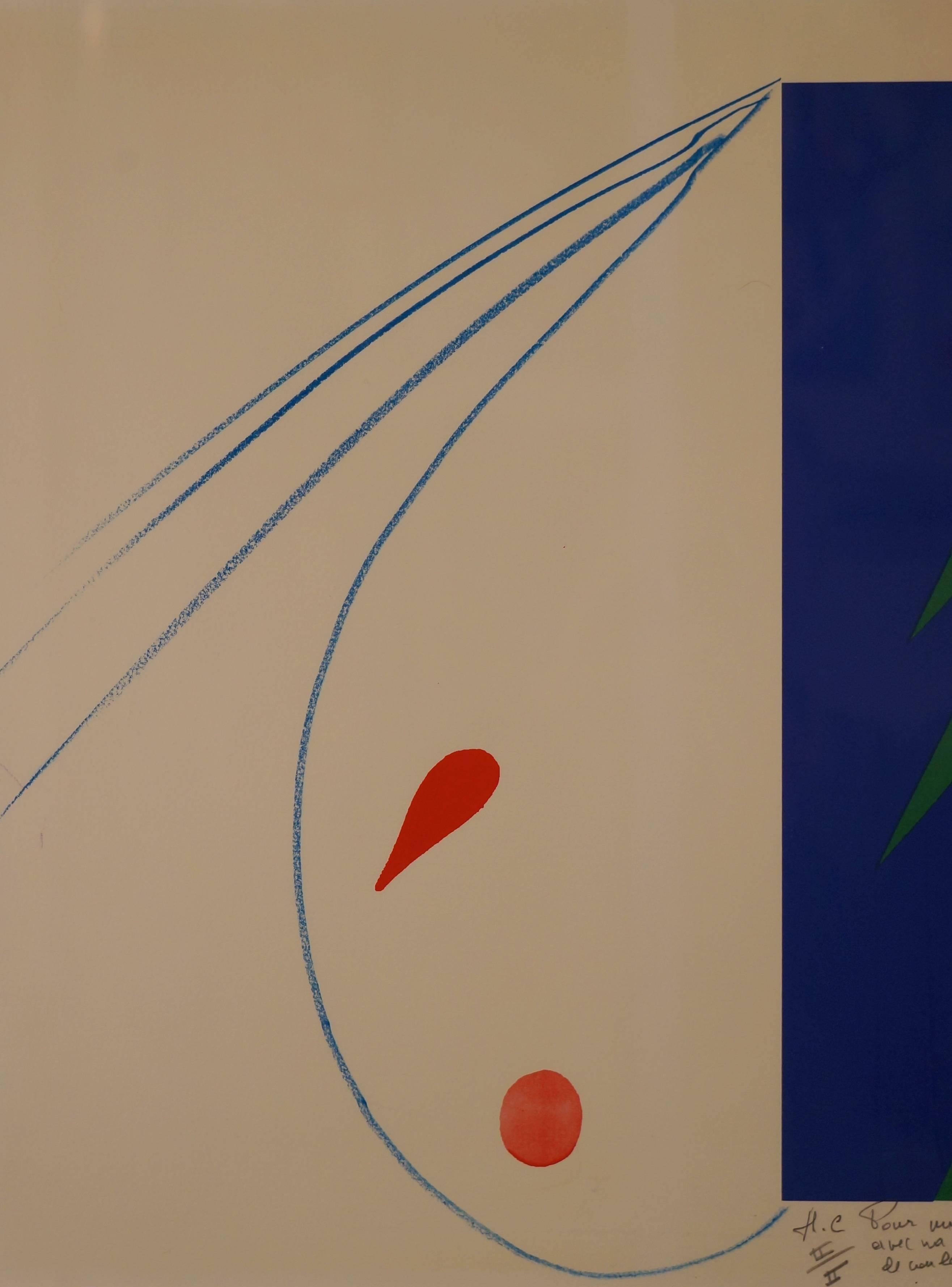 Abstrakte Komposition XII – einzigartiges Werk, 2004 – Lithographie, 69x52 cm, gerahmt im Angebot 1
