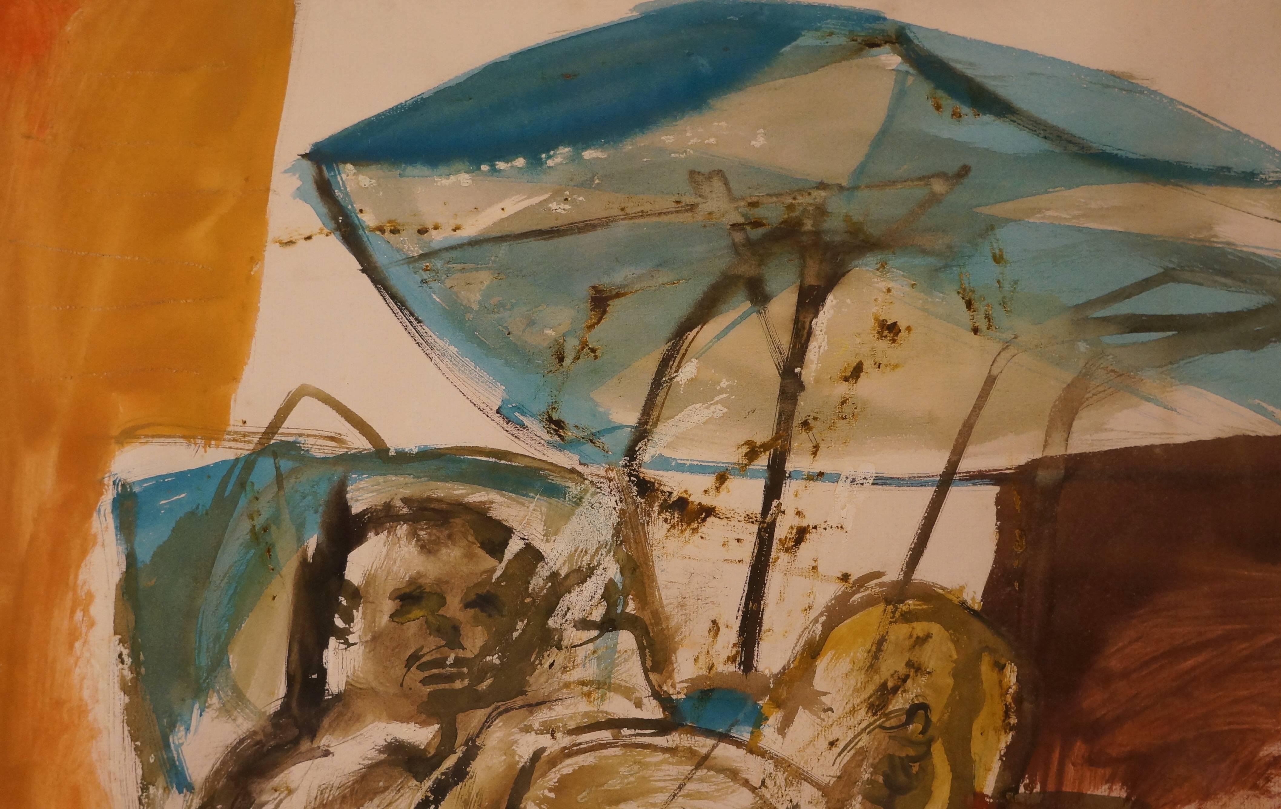 The Baby-stroller - Abstract Painting by Unknown