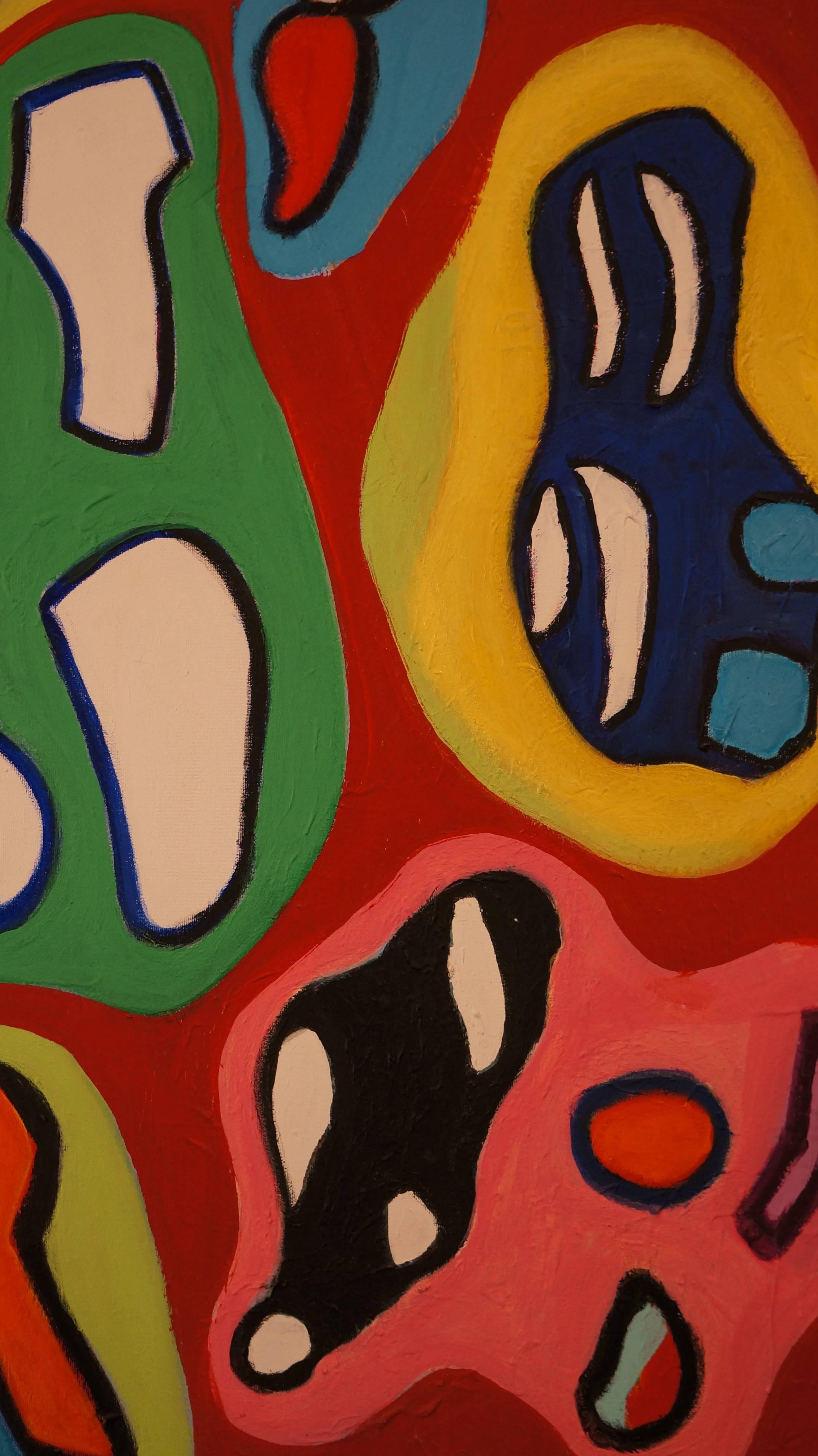 composition abstraite XIV, 1965, peinture à l'huile, 106 x86 cm, encadrée - Abstrait Painting par Gérard Souzay