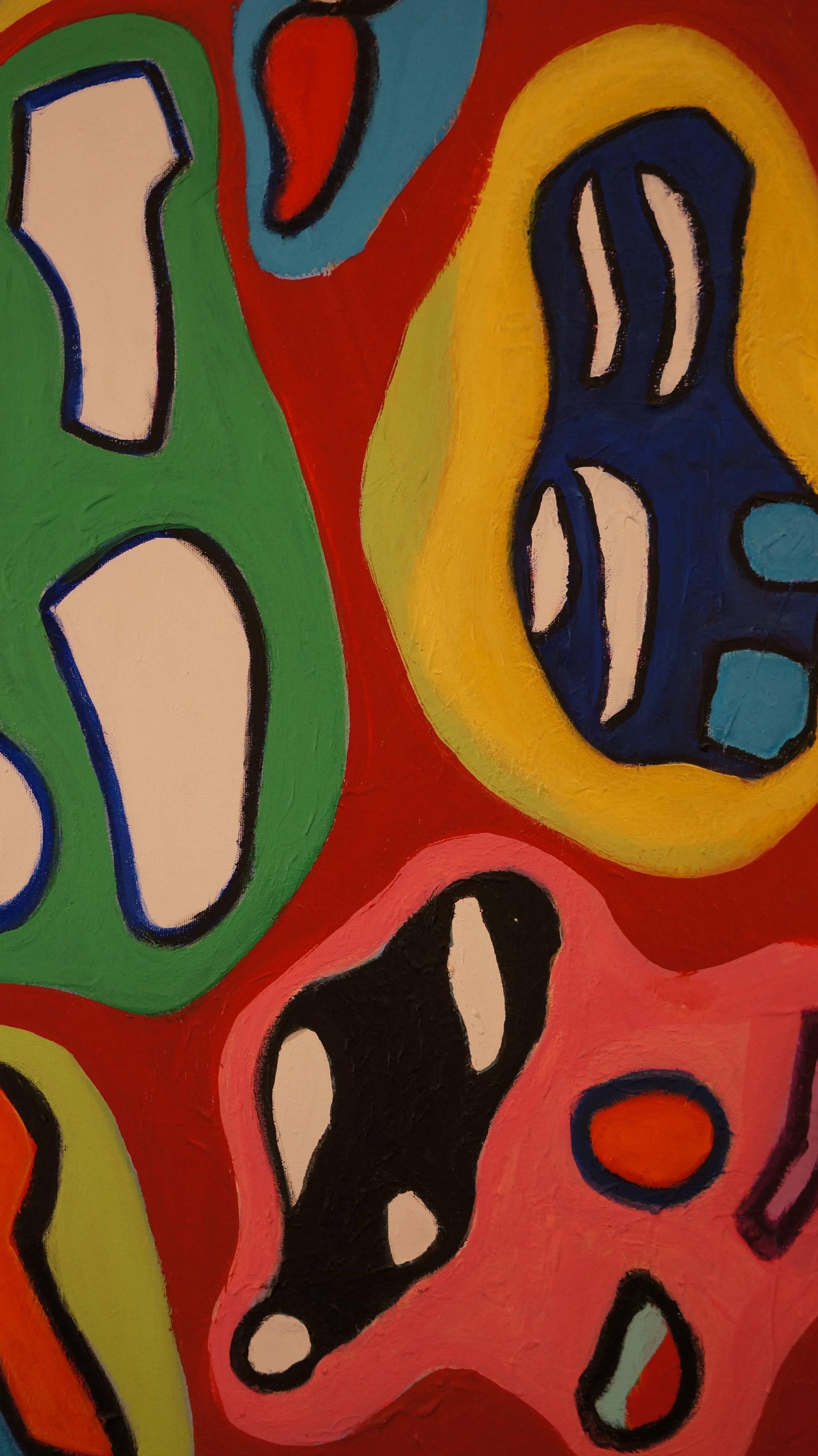 Composizione astratta XIV, 1965 - pittura a olio, 106x86 cm, incorniciato - Painting Astratto di Gérard Souzay