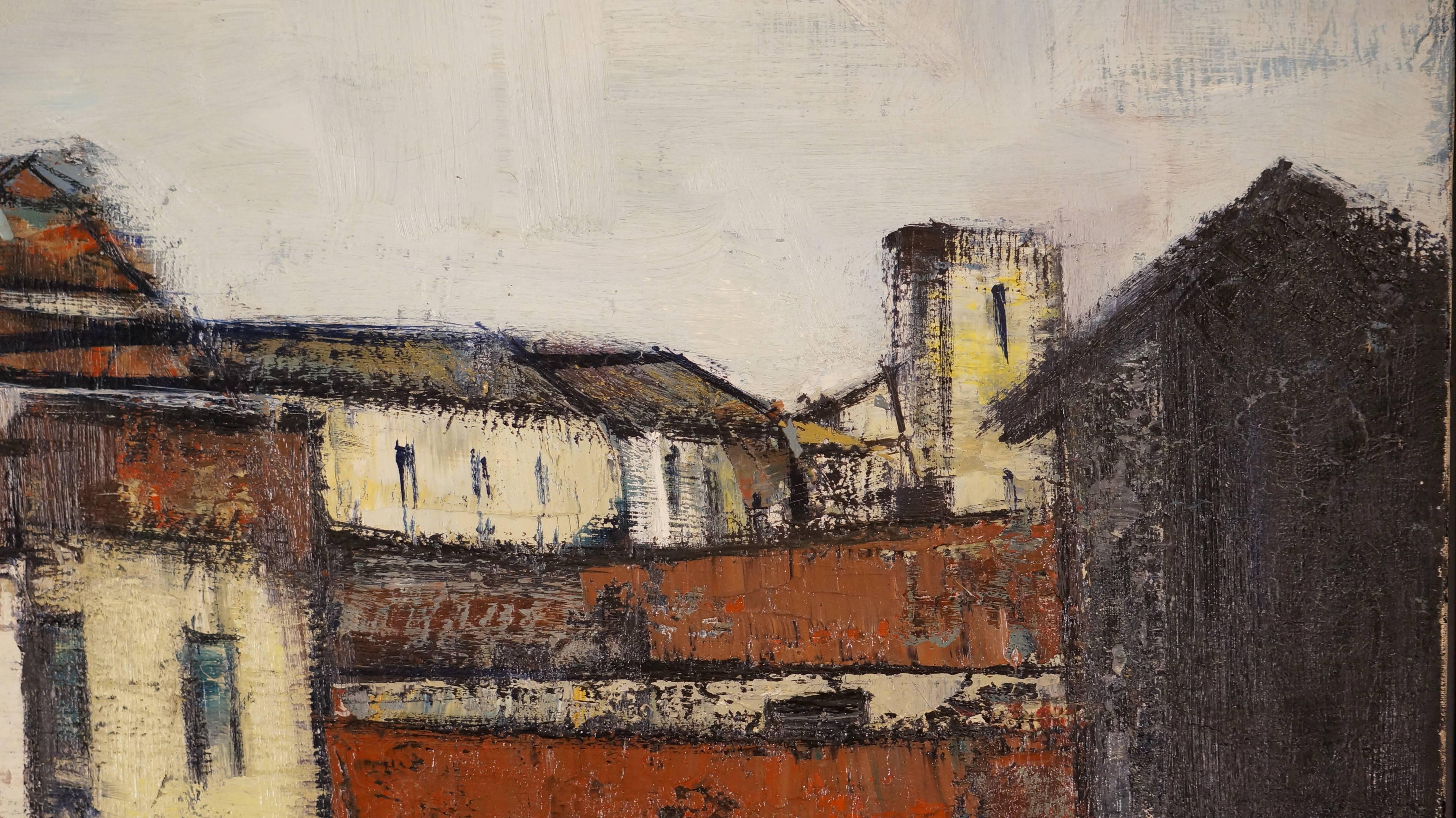 Small Town, 1950-60 - oil paint, 61x76 cm, framed - Modern Painting by Altmann Gérard