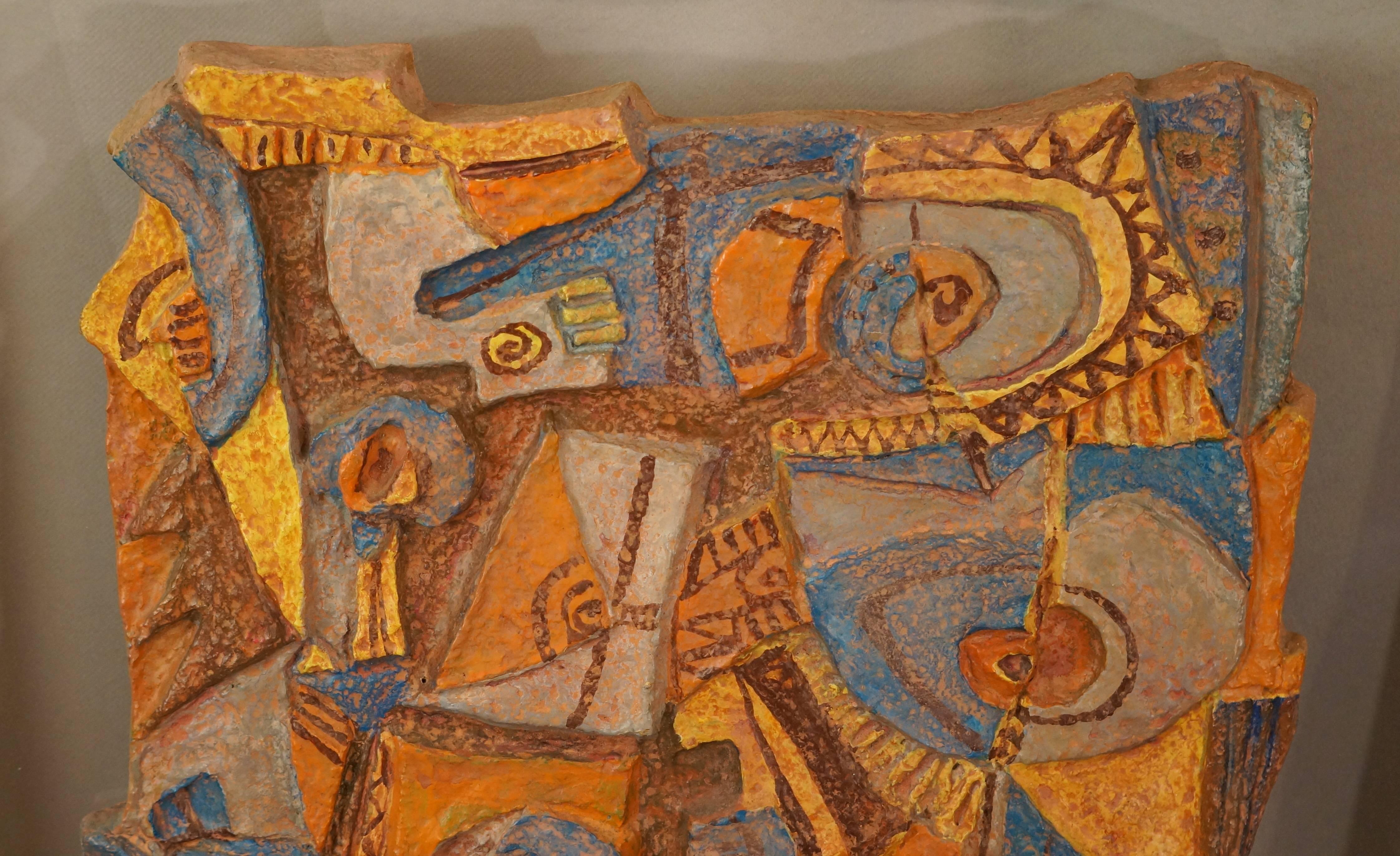 Composizione astratta in cartapesta, 1950-60 - cartapesta, 83x65x4 cm, incorniciata - Sculpture di Les Argonautes