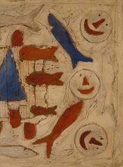 Composition abstraite AA1, 1968 - gouache et techniques mixtes, 58x75 cm, encadré