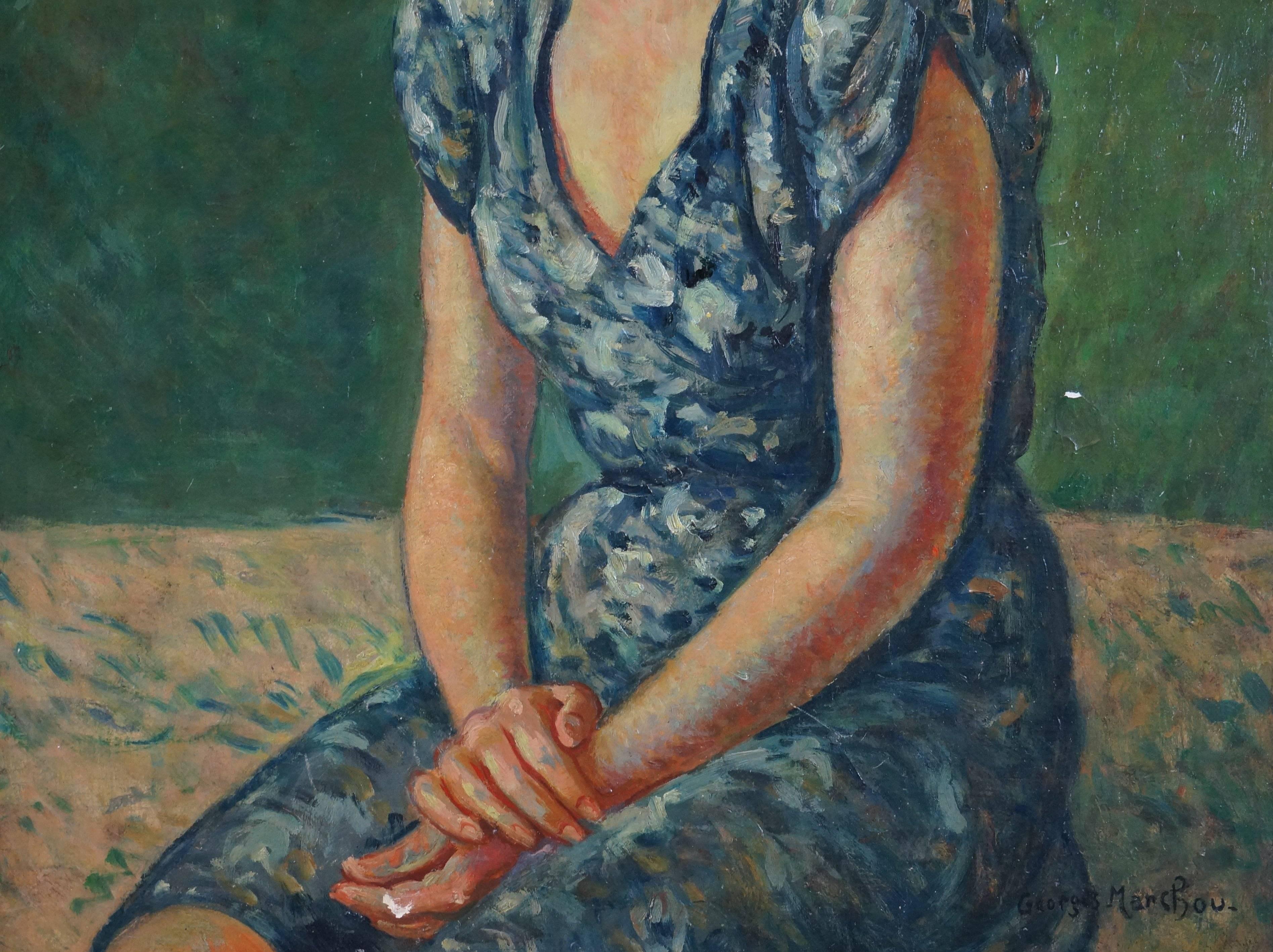 Portrait Of Woman - Painting by Marchou Georges