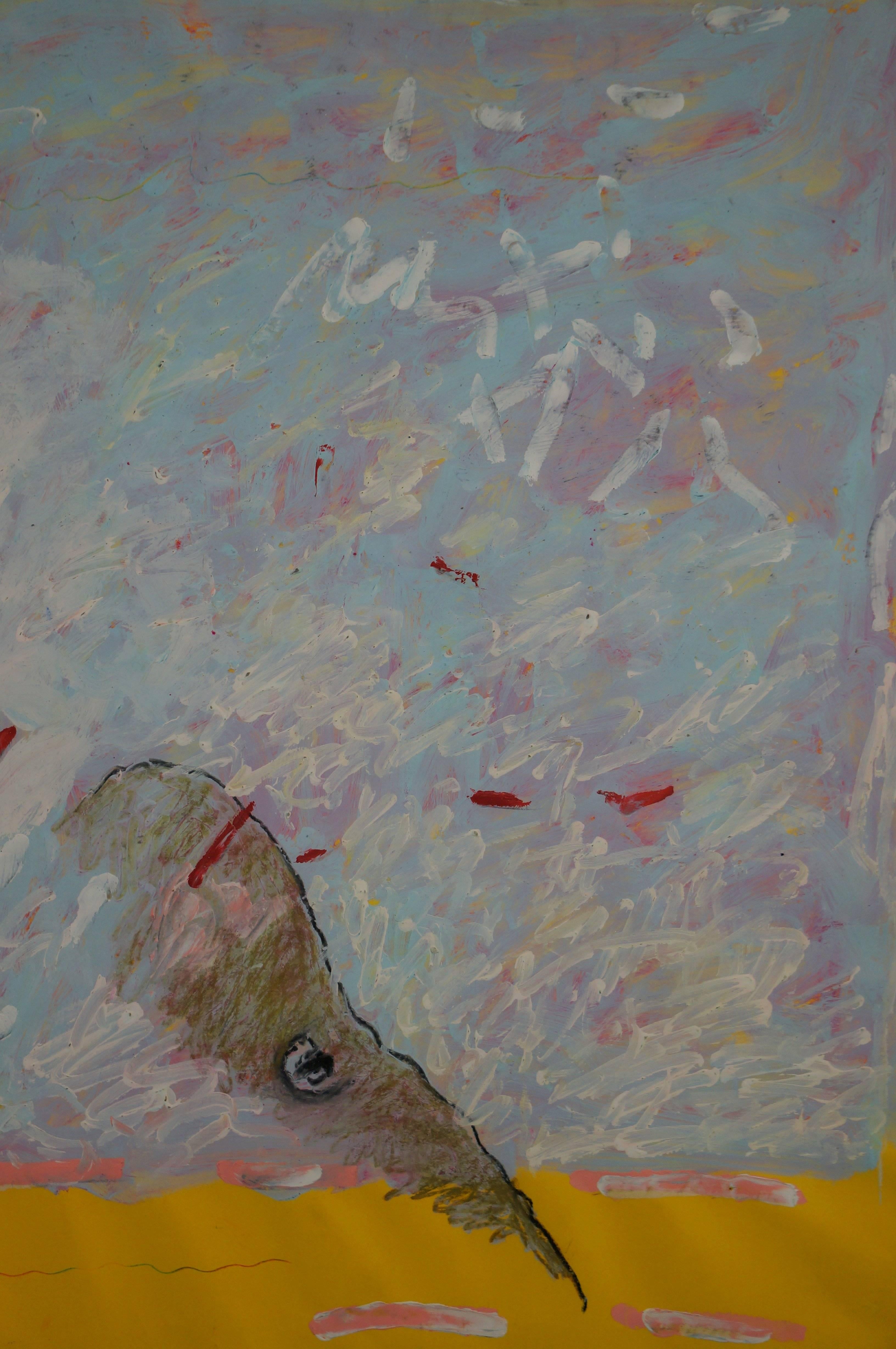 Composizione astratta T1, 1982 - gouache-mista, 73x102 cm, incorniciata in vendita 1