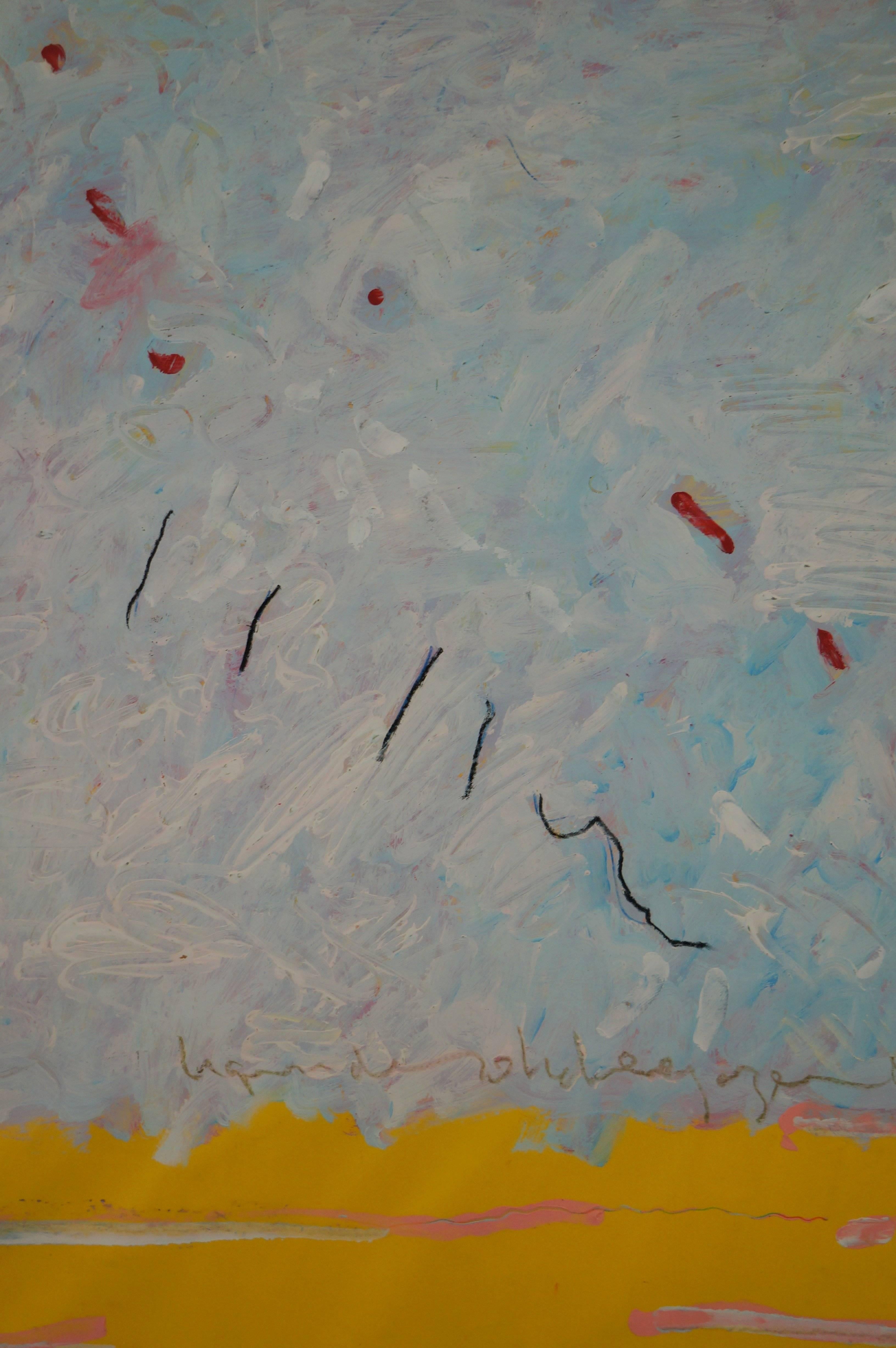 Composizione astratta T1, 1982 - gouache-mista, 73x102 cm, incorniciata in vendita 2
