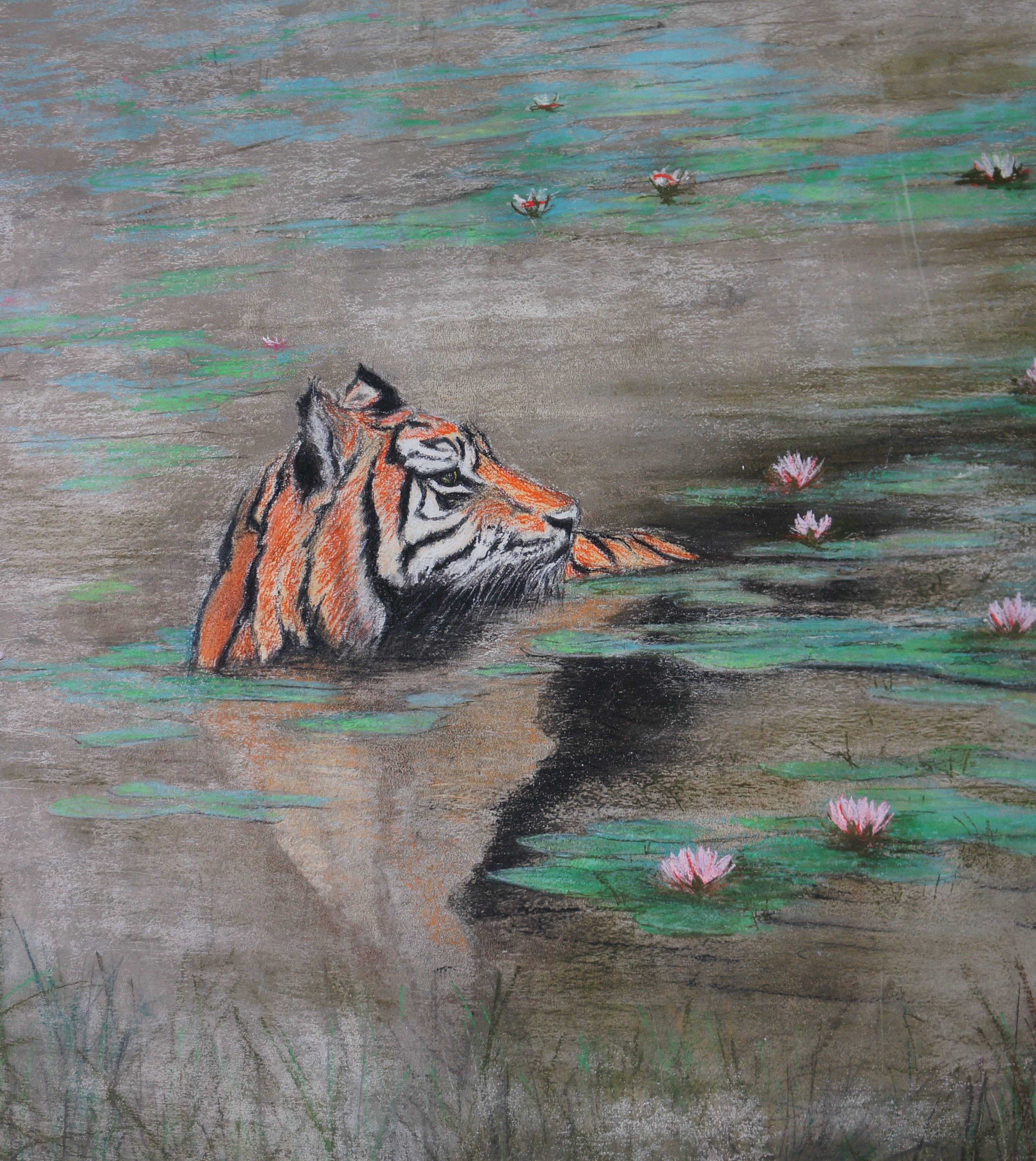 Tigers, 1960-70 - oil paint, 110x220 cm, framed For Sale 1