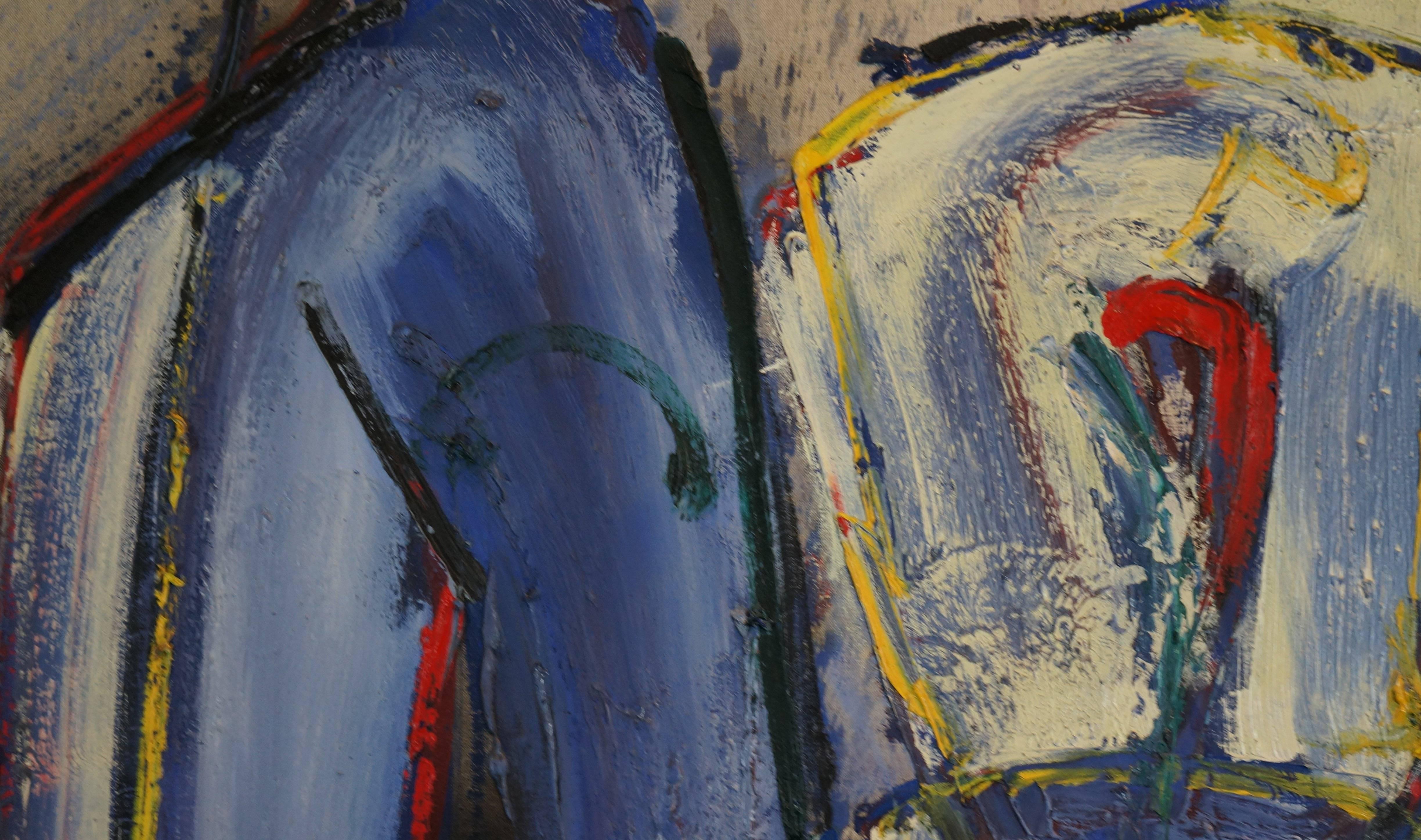 Abstract Composition SII, 1990 - oil paint, 130x87 cm - Painting by Serée Gérard