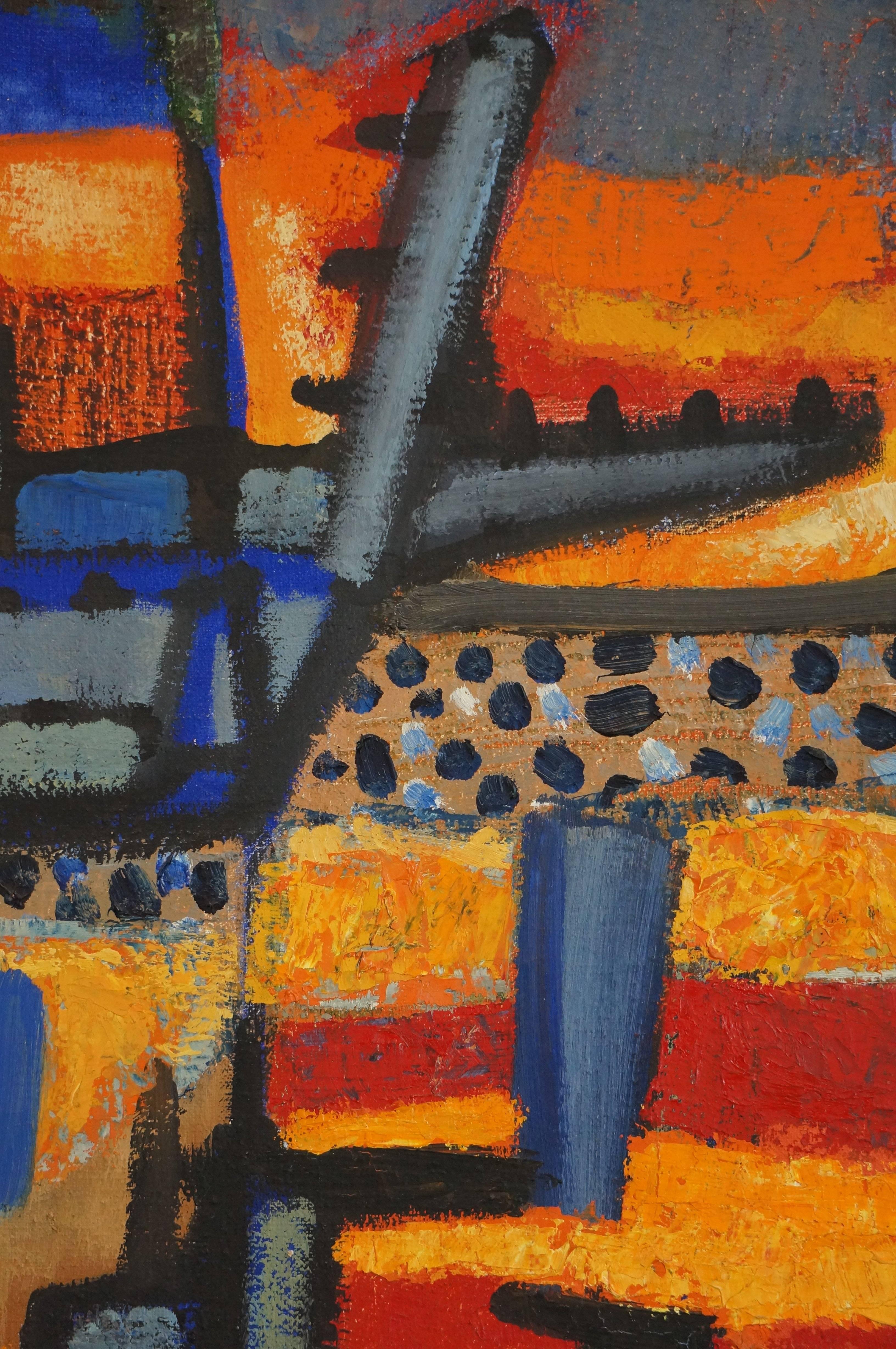 Composition abstraite M1, 1957, peinture à l'huile, 85 x61 cm, encadrée en vente 1