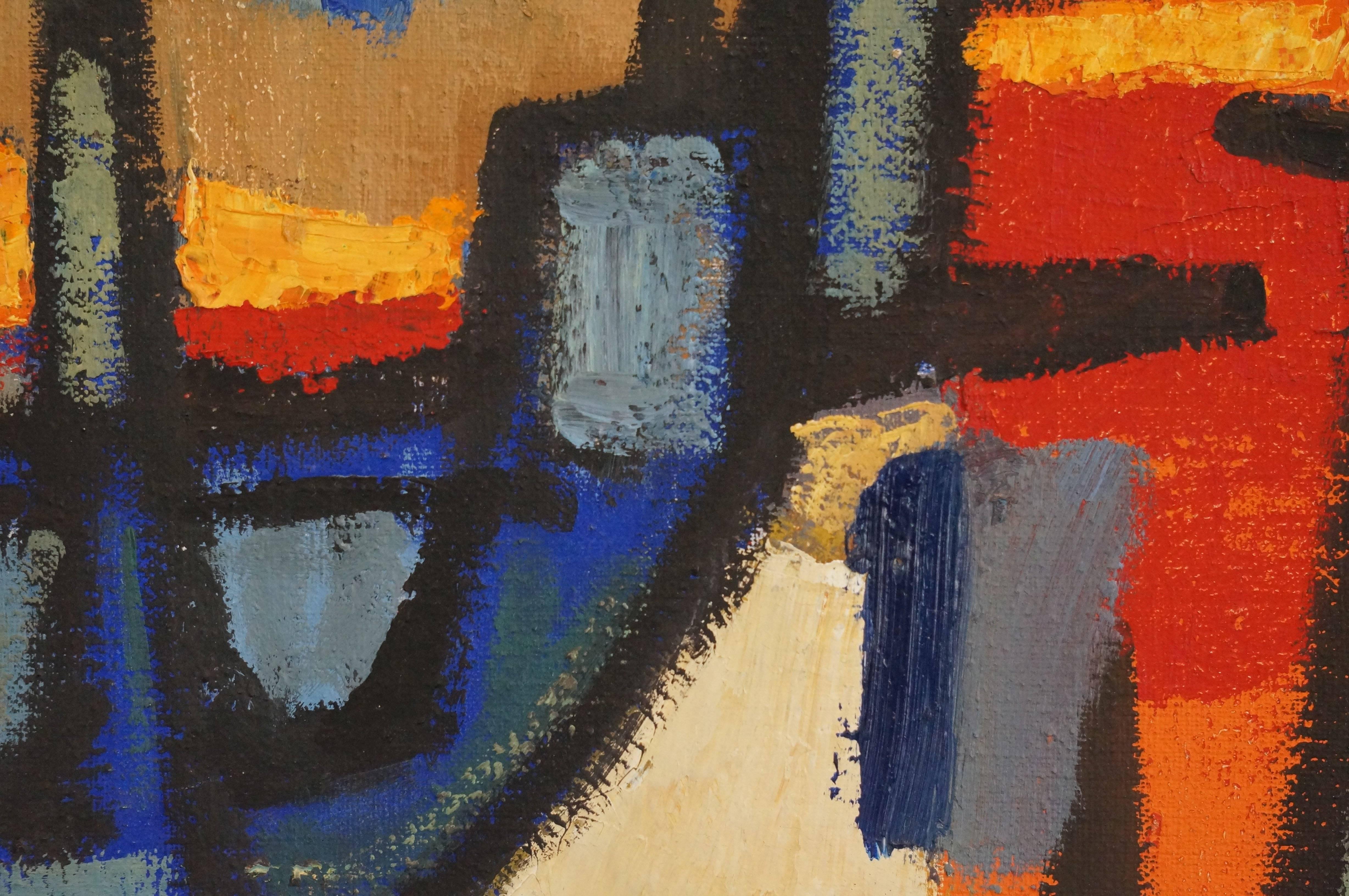 Abstract Composition M1, 1957 - oil paint, 85x61 cm, framed For Sale 1