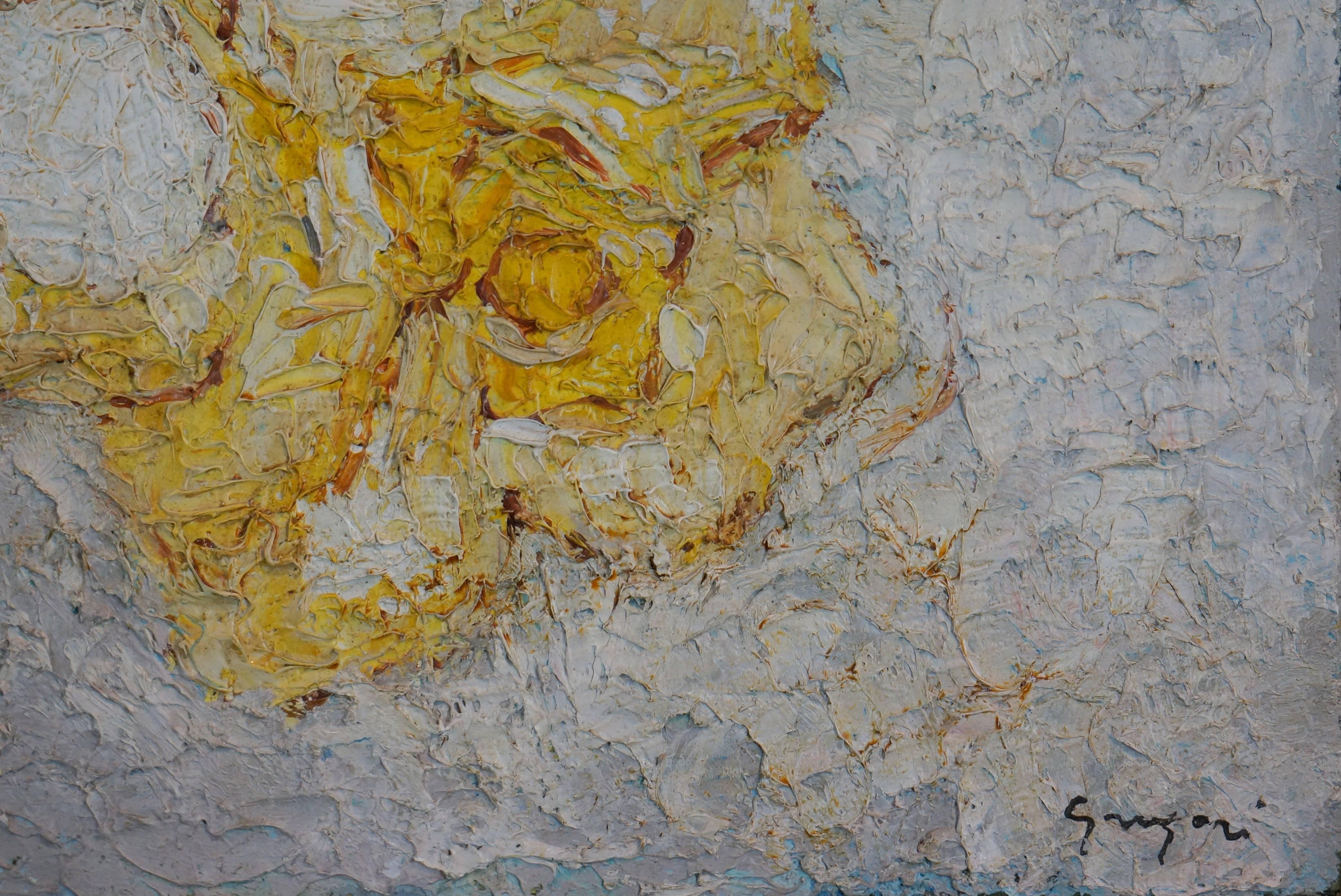 Composizione astratta G1, 1950-60 - pittura a olio, 54x50 cm, incorniciata - Painting di Gregori Gino