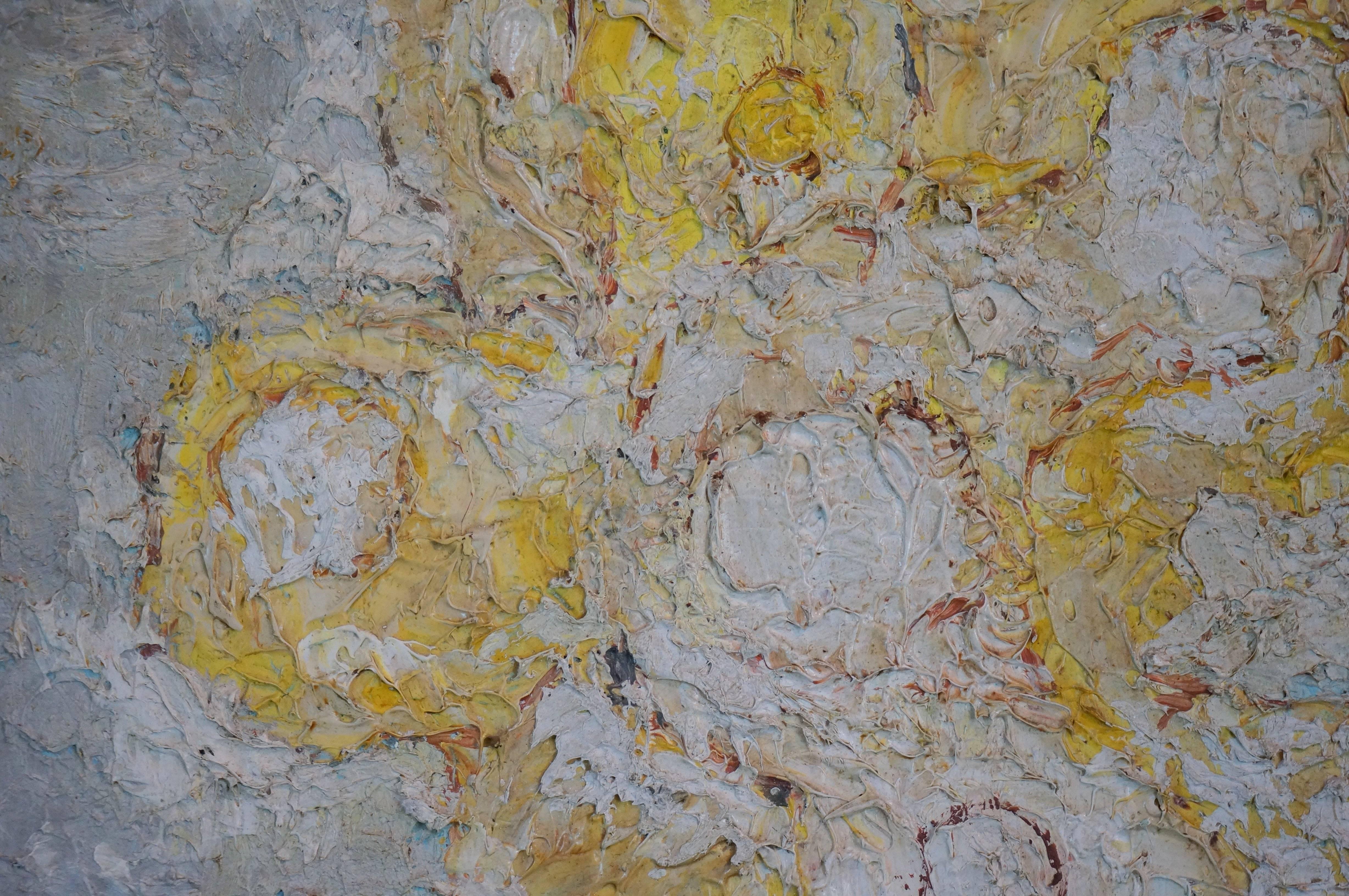 Composizione astratta G1, 1950-60 - pittura a olio, 54x50 cm, incorniciata - Painting Astratto di Gregori Gino