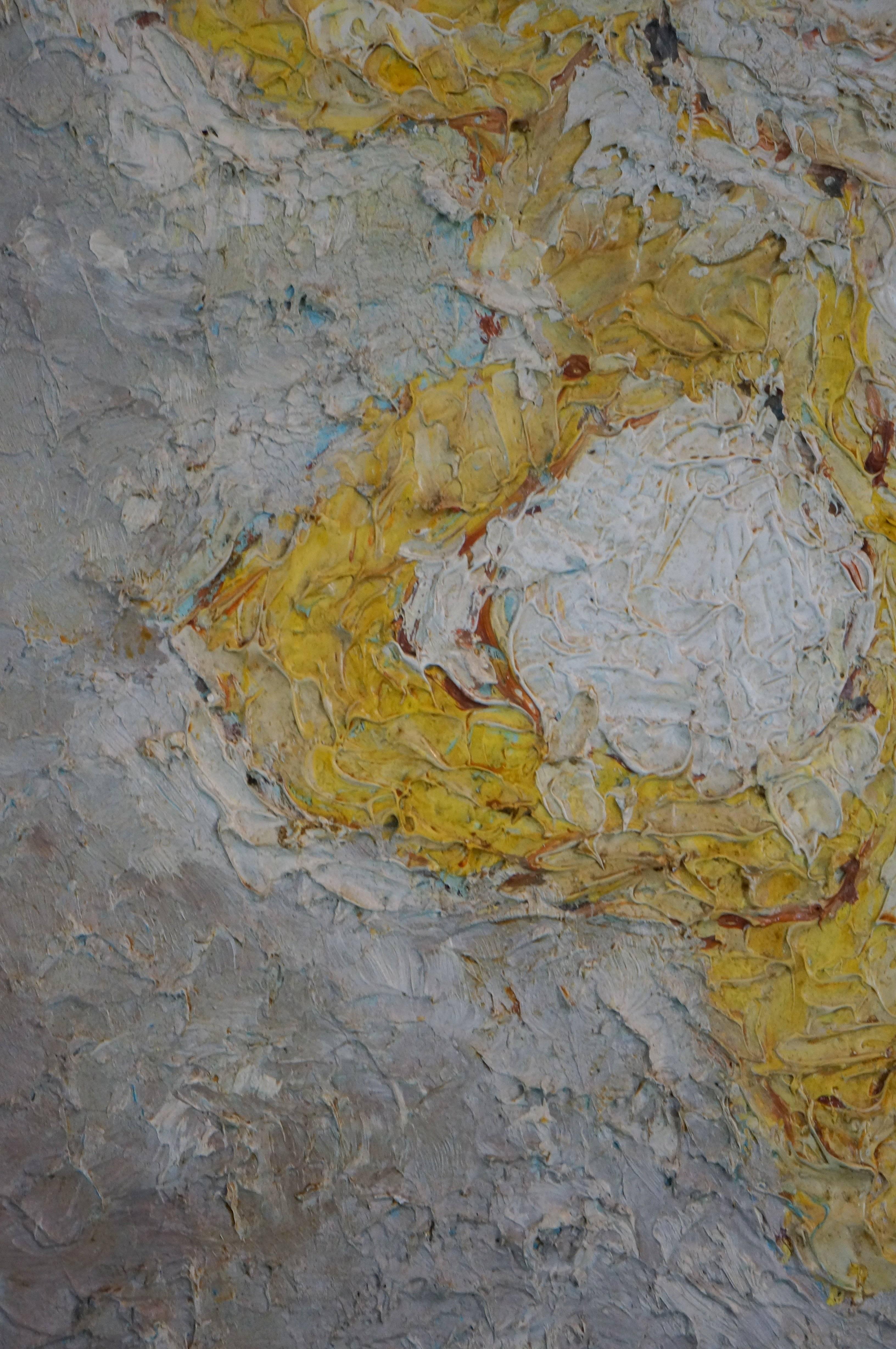 Composizione astratta G1, 1950-60 - pittura a olio, 54x50 cm, incorniciata - Abstract Painting Marrone di Gregori Gino