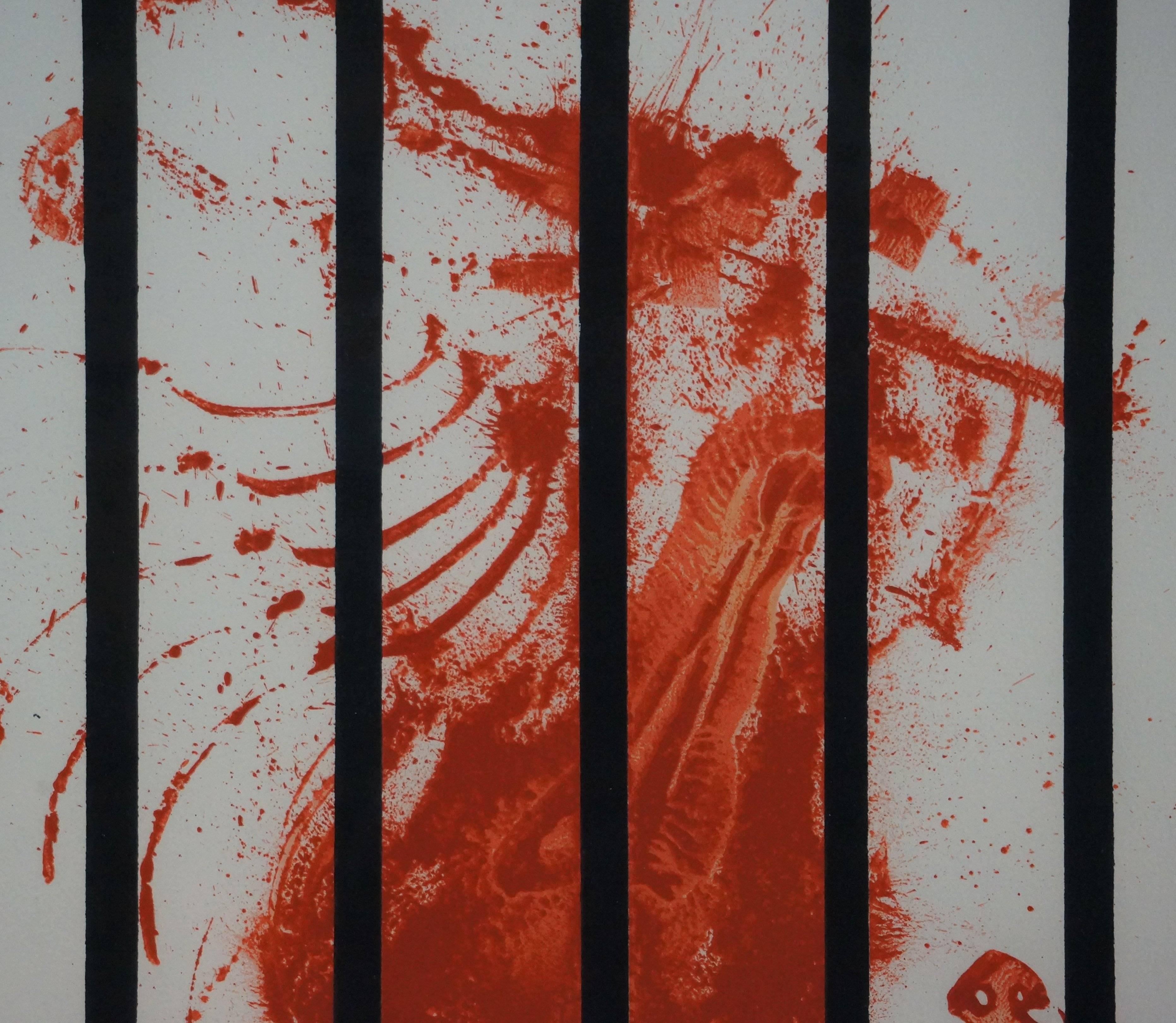 Abstrakte abstrakte Komposition AI, 1979 - Litograph, 86x66 cm, gerahmt im Angebot 1