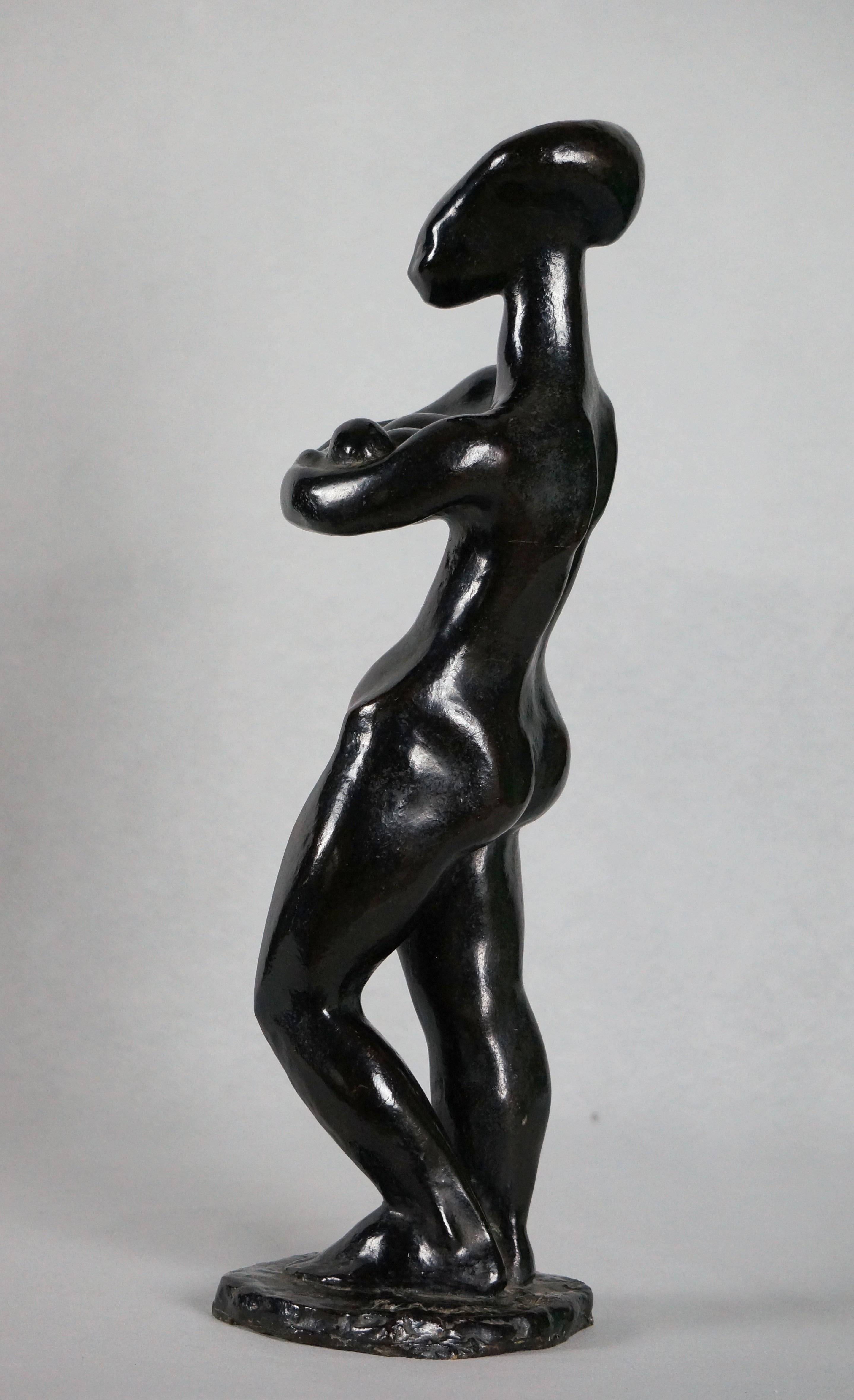 Maternity, 1960-70 - bronze, 44x13 cm - Sculpture by Philippe Asselin