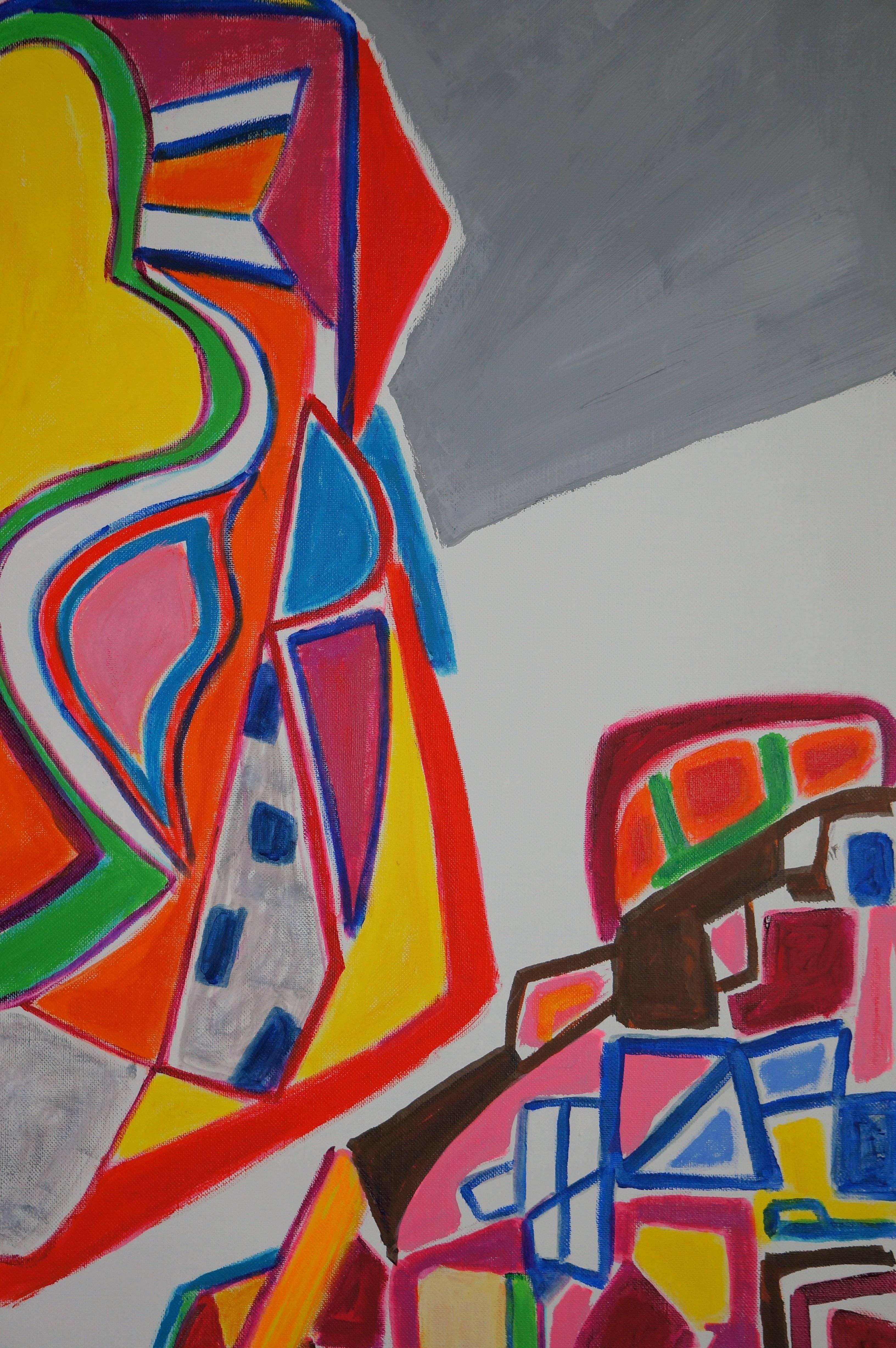 Composition abstraite SXIX, 1960, peinture à l'huile, 116 x89 cm - Marron Abstract Painting par Gérard Souzay