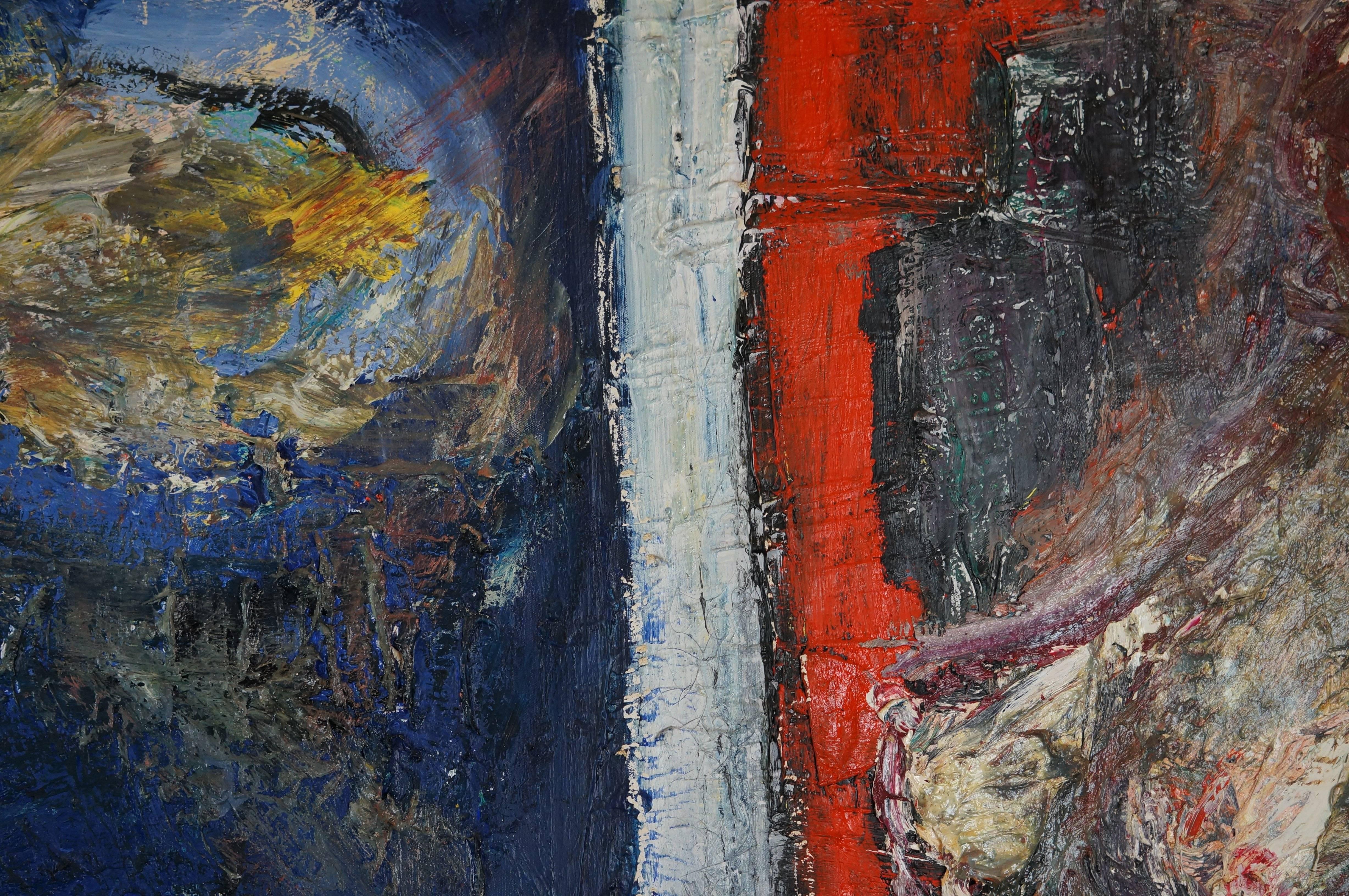 Abstract Composition DB5, 1962 - oil paint, 115x146 cm, framed - Painting by Damiano Bernard