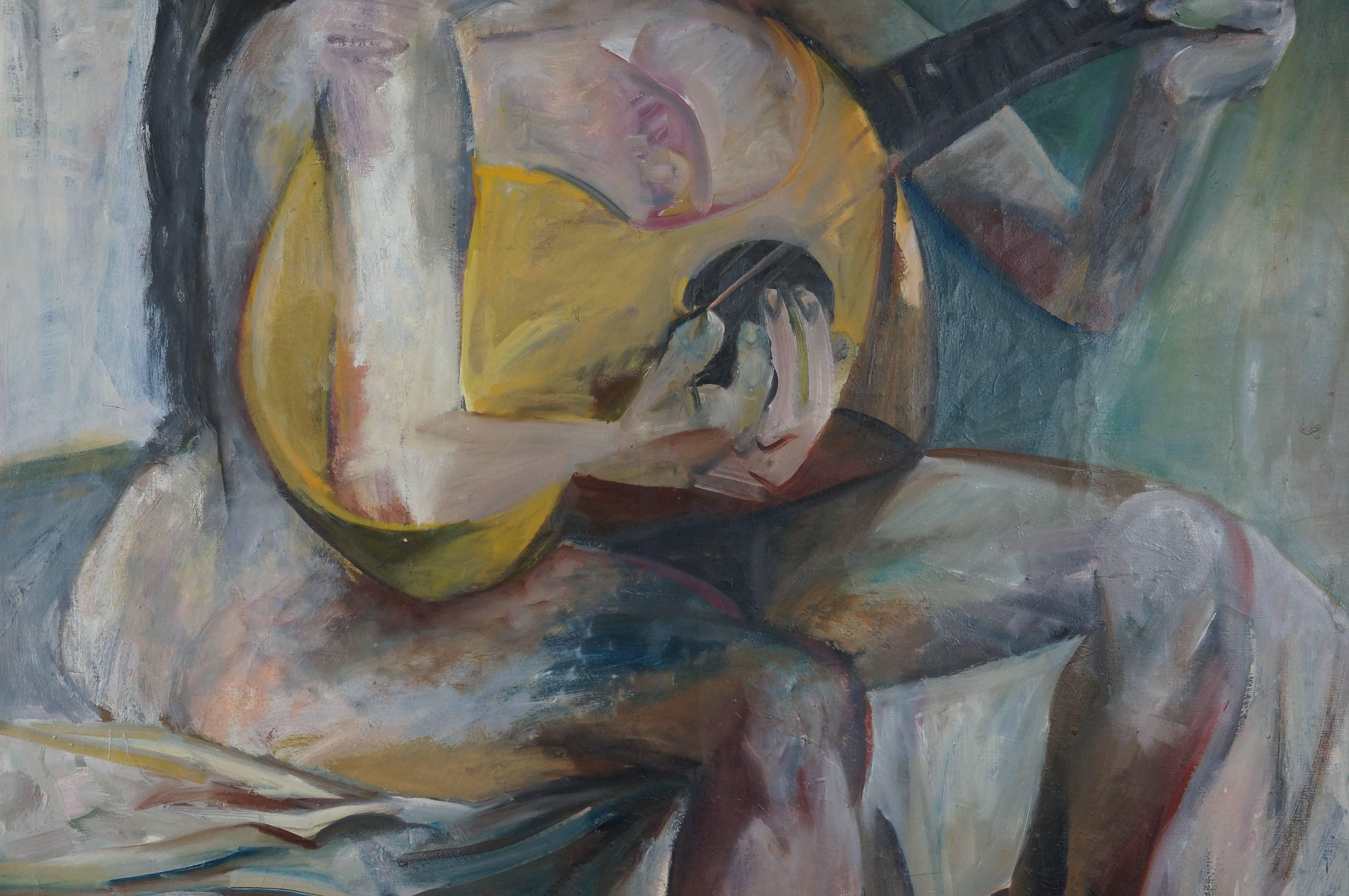 La Femme à La Guitare - Painting by Frantisek Mertl