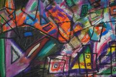 Abstract composition WL2, 1960-65 - oil paint, 49x58 cm, framed