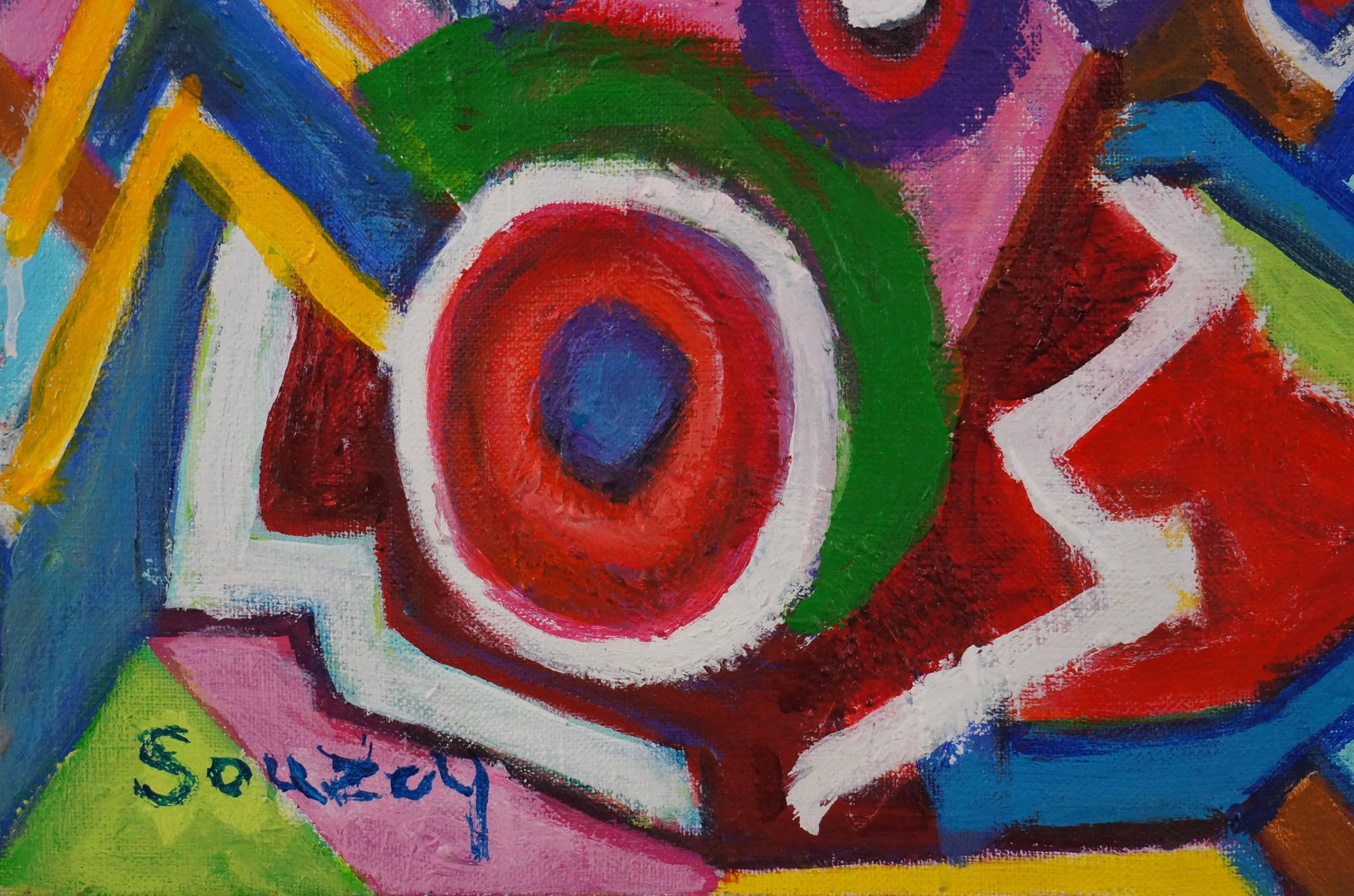 Composition abstraite GS6, 1960-65 - peinture à l'huile, 73x54 cm - Painting de Gérard Souzay