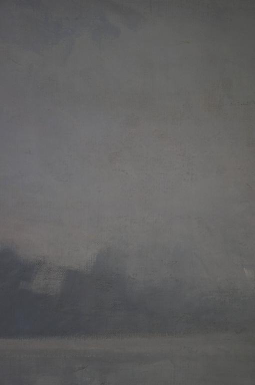 Lagune de Venise, 1980 - oil paint, 83x67 cm, framed - Gray Landscape Painting by Unknown