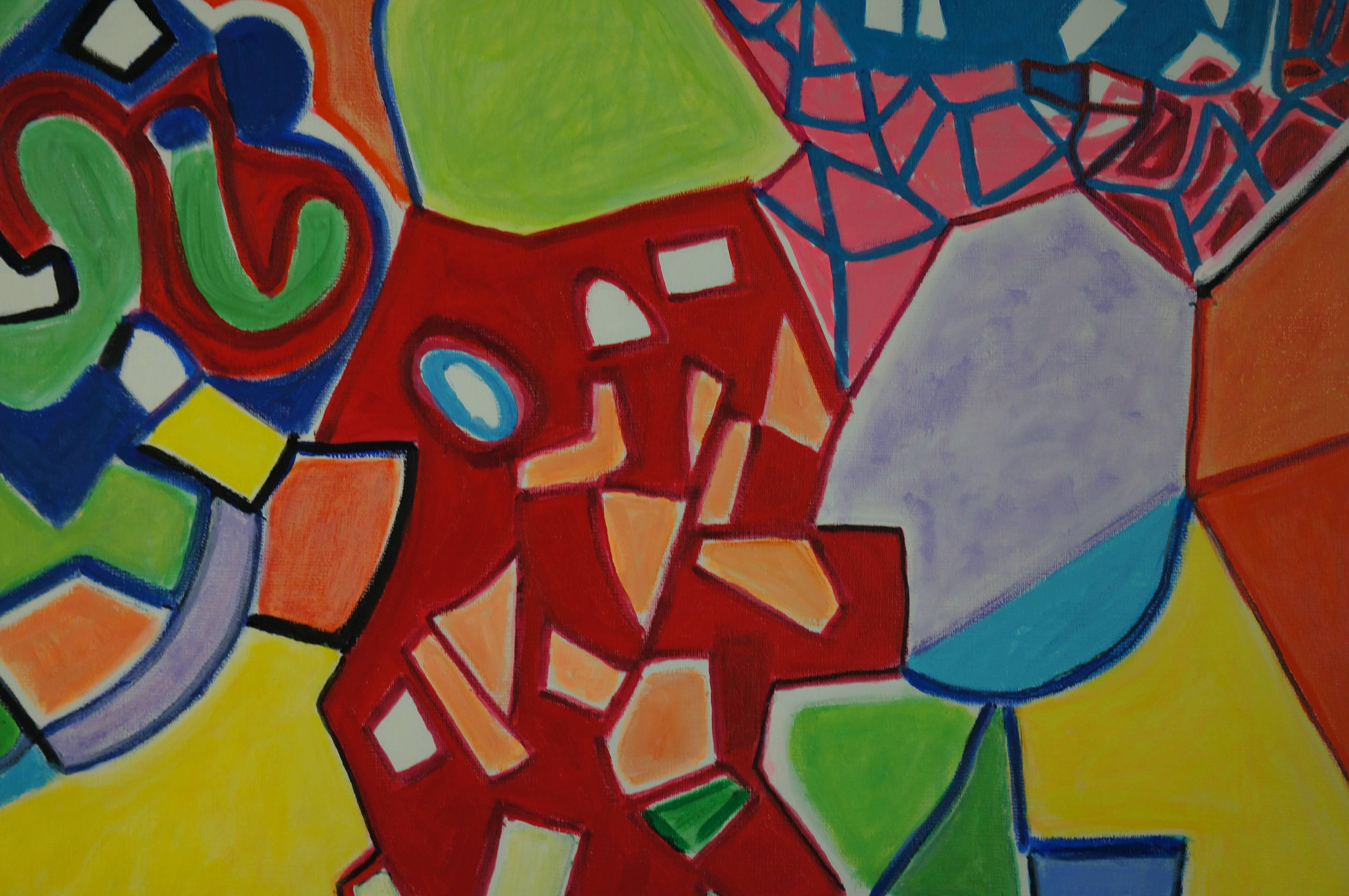 Composition abstraite S5, 1960-35 - peinture à l'huile, 100x81 cm - Abstrait Painting par Gérard Souzay