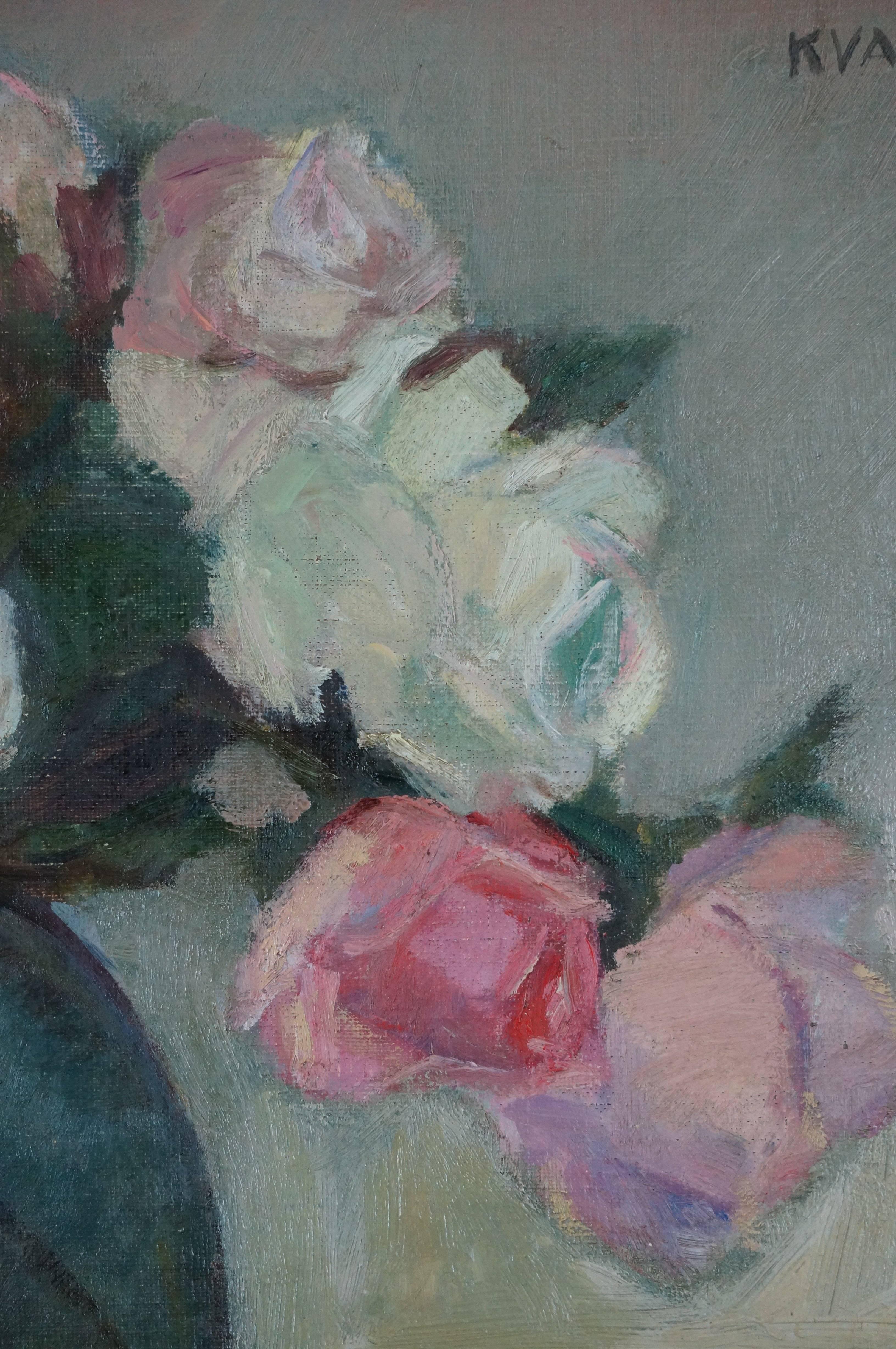 Just Flower, 1935 - oil paint, 33x34 cm, framed - Academic Painting by Charles Kvapil