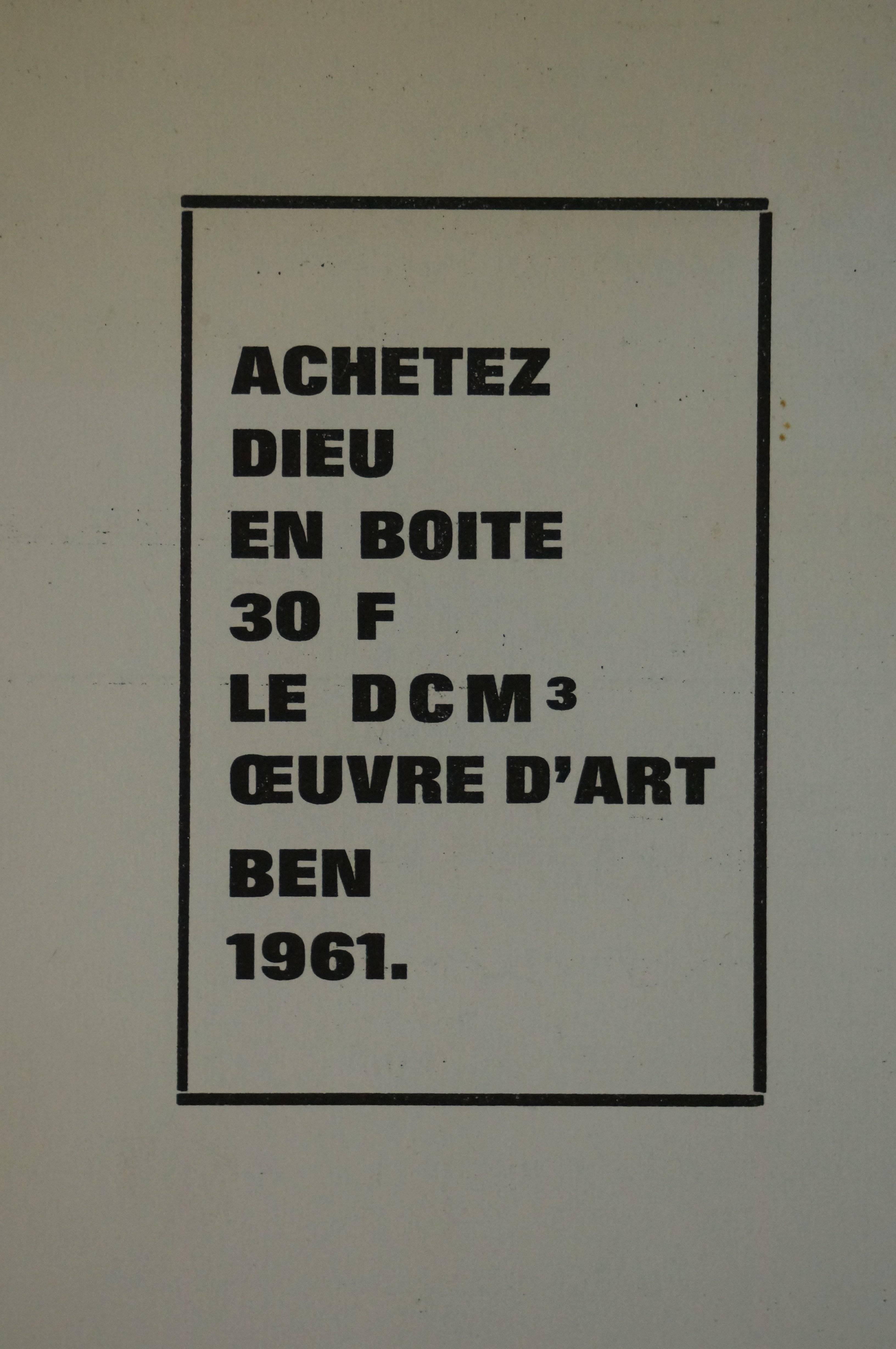 Acheter Dieu, 1961 - mixed media, 44x33 cm, framed - Art by Ben Vautier