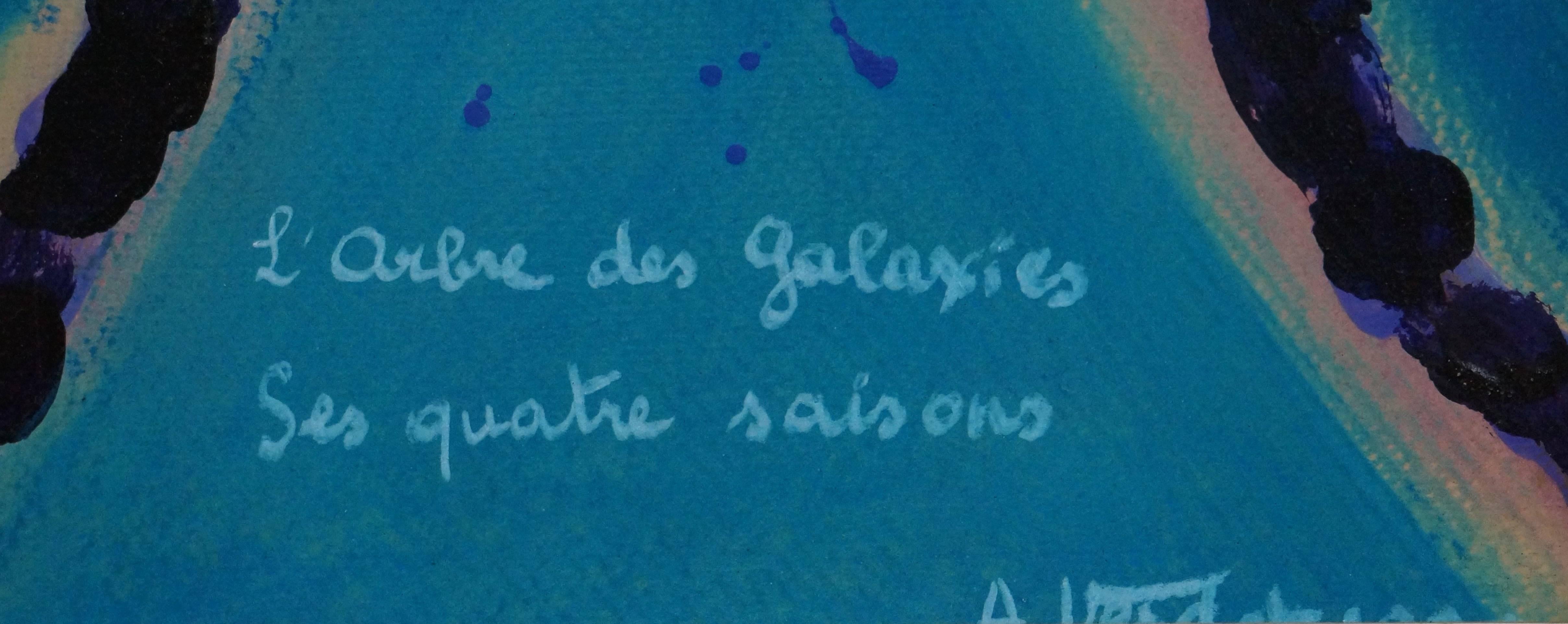 Composizione astratta AV1, 1980-90  - Guazzo a olio, 90x56 cm, incorniciato - Painting di André Verdet