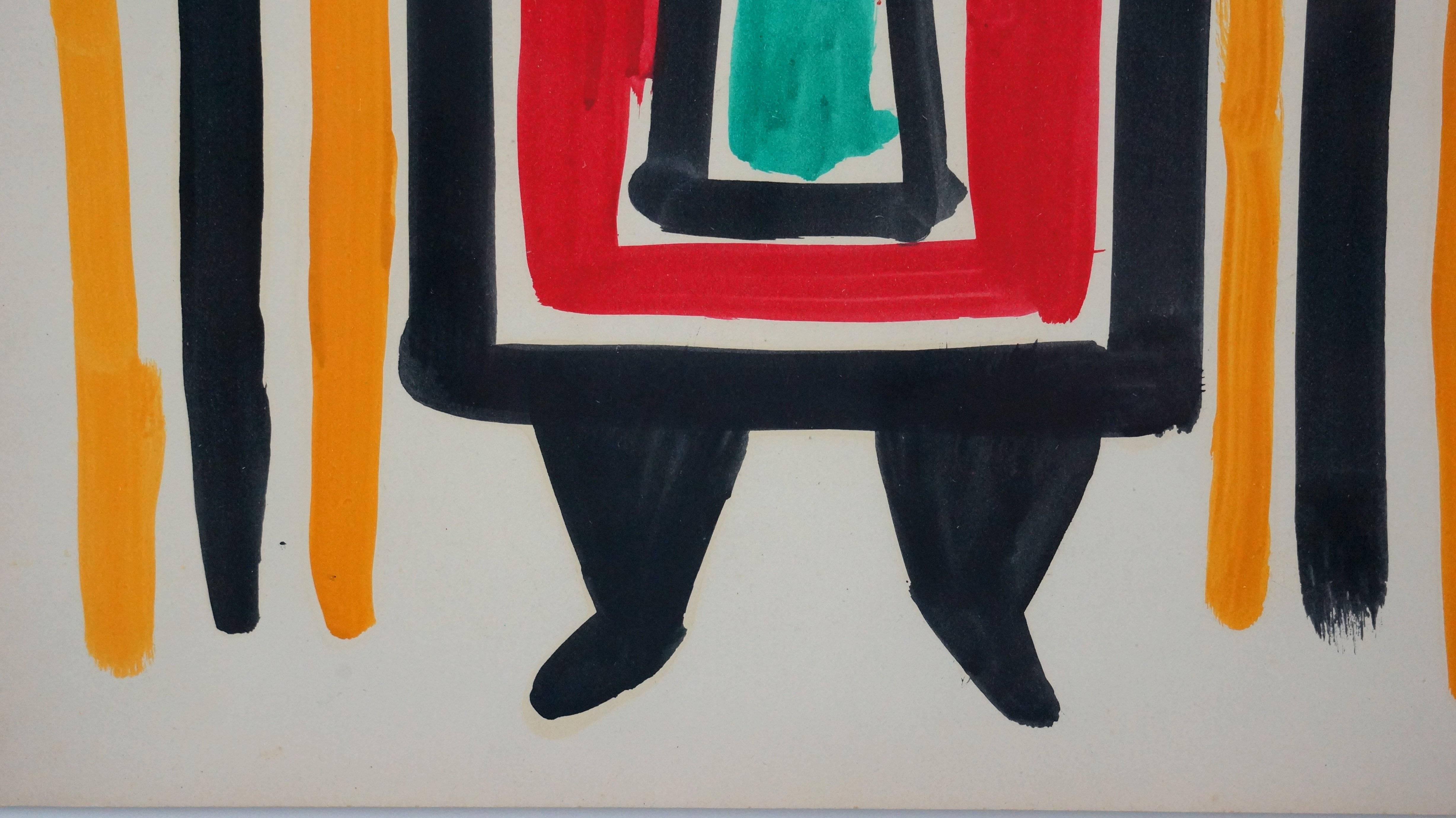 Gouache and oil on paper, signed lower right.
Last painter of the school of nice. This is an important painter, the first school in nice to have exhibited in New York at the Galerie Hubert Mayer in 1960. Many of this work are in the permanent