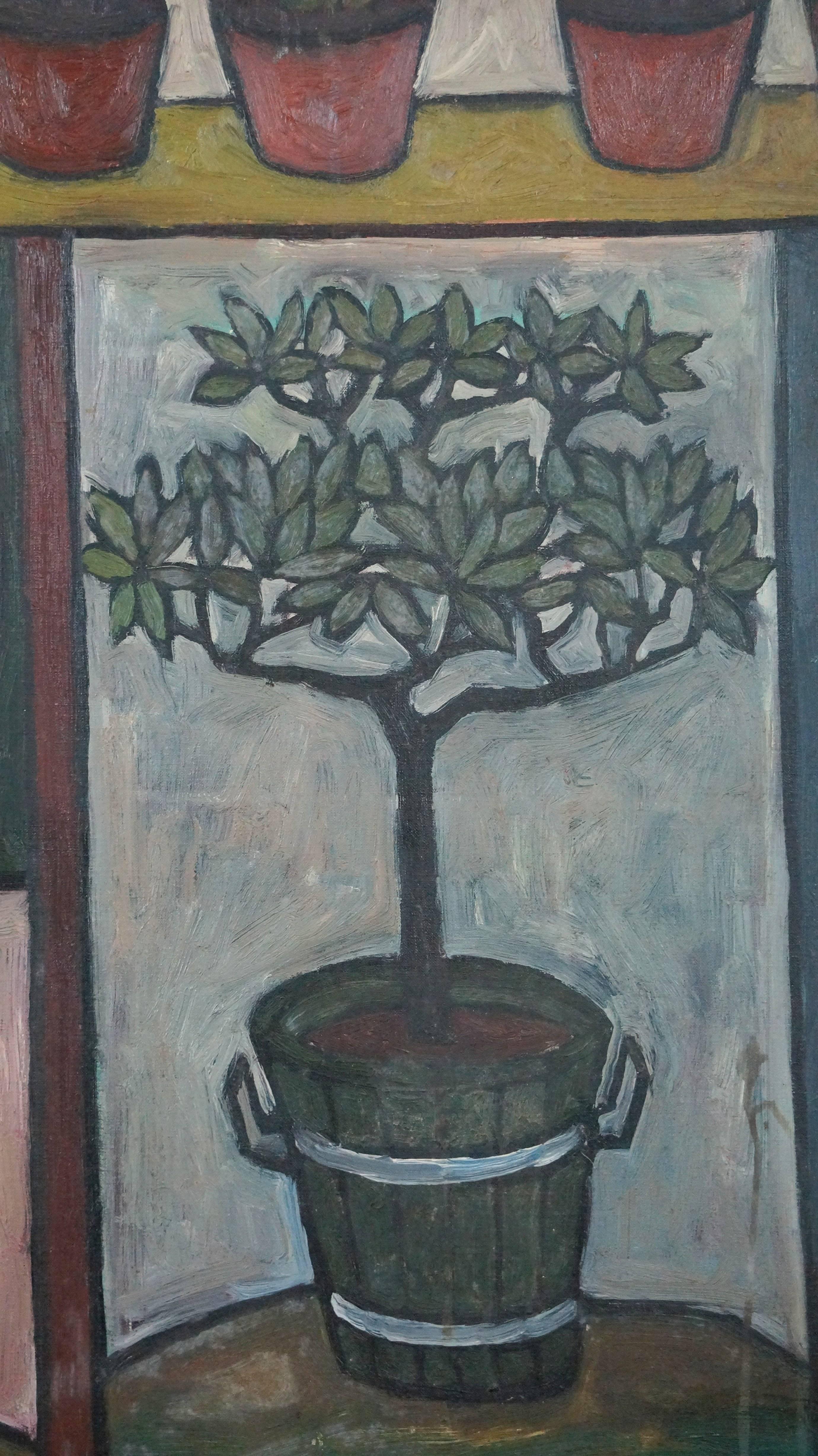 Le Bouquet, 1968  - Pittura ad olio, 83x103 cm, incorniciato - Still-Life Painting Grigio di Will H.Torehuysen