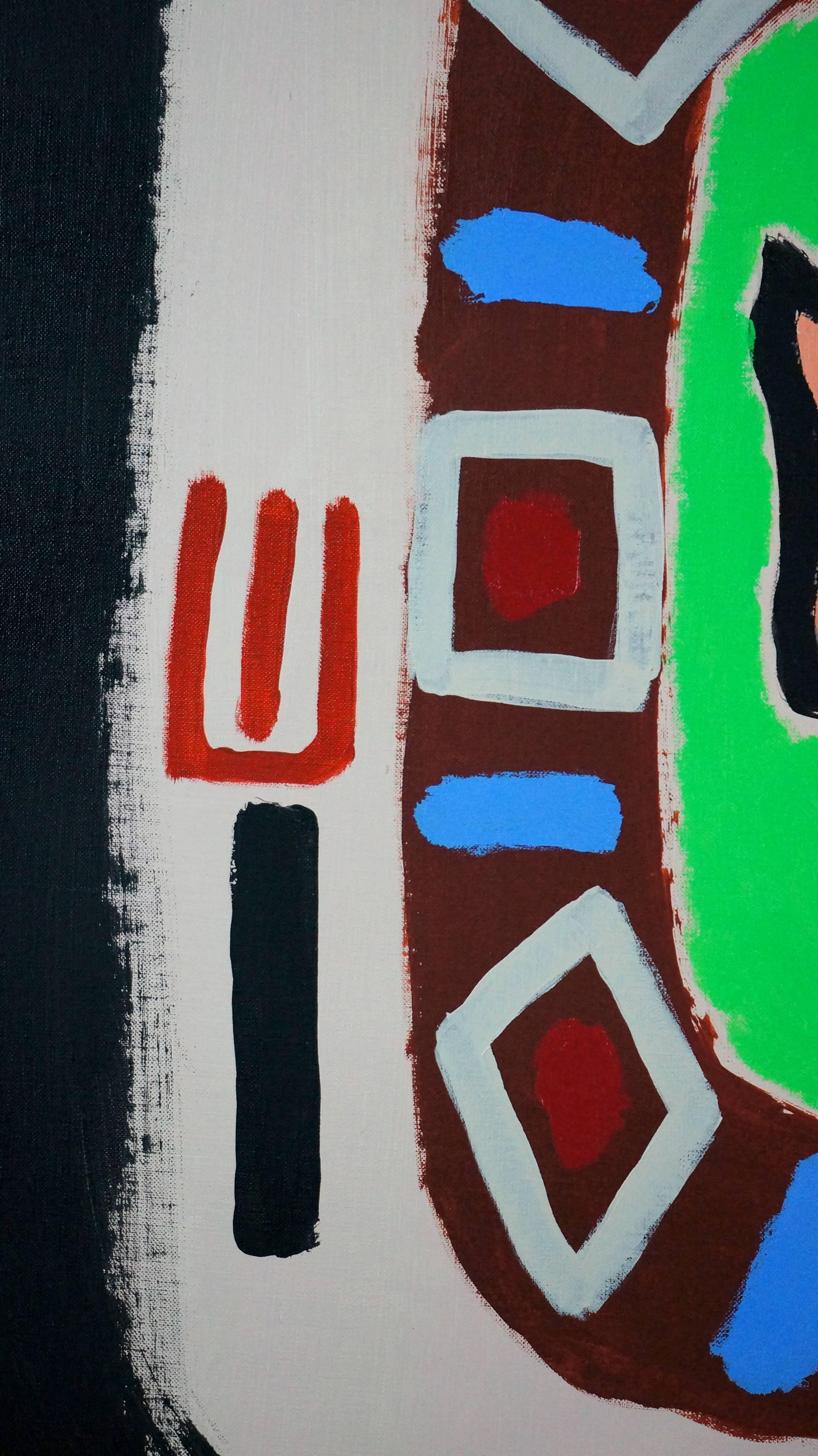 Composizione astratta PB1, 1998  - Pittura ad olio, 111x123 cm, incorniciato - Painting di Patrice Brangé