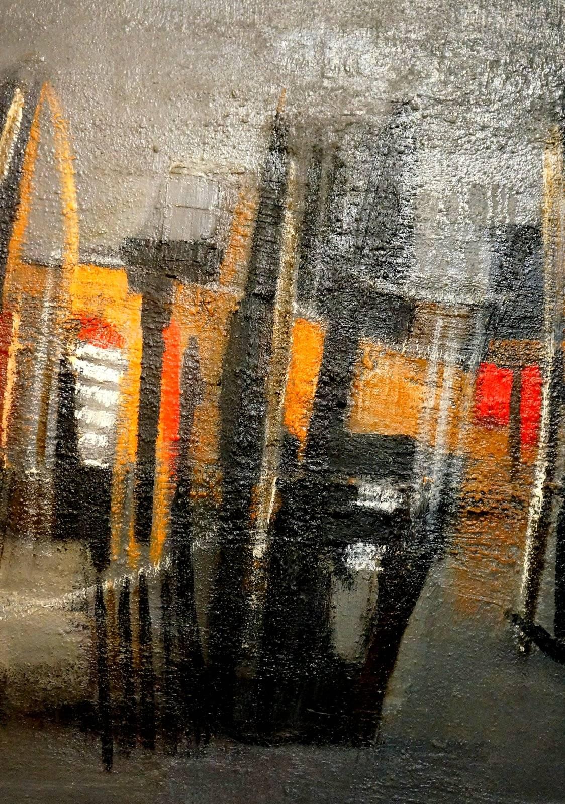Composizione astratta MG5, 1968 - pittura ad olio, 75x65  cm., incorniciato - Painting di Michel Gaudet