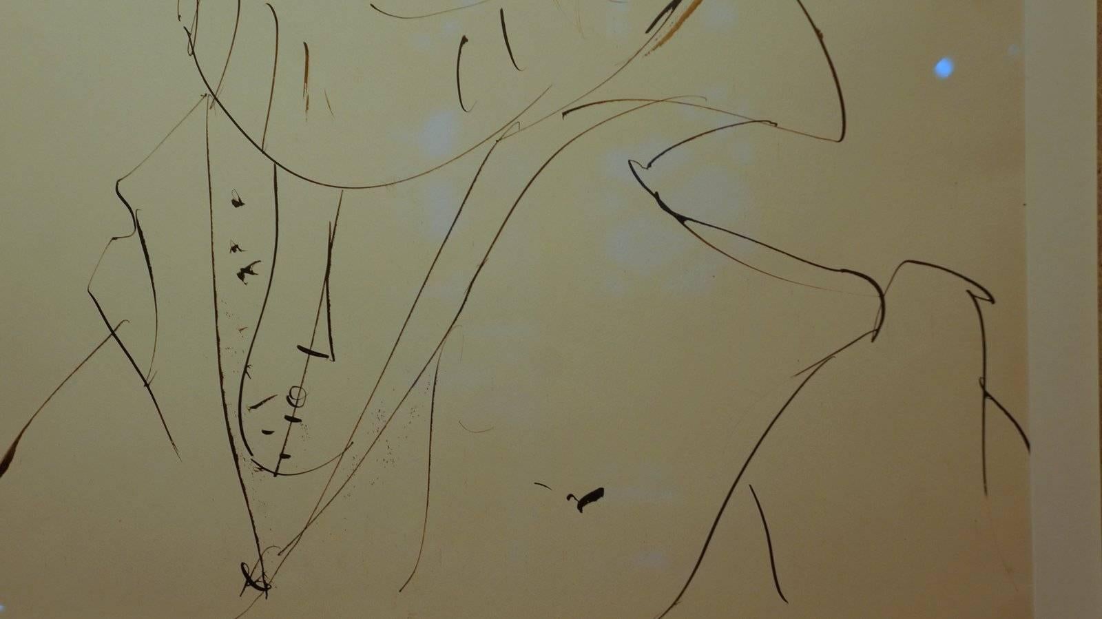 Abstrakte Komposition MR2 , 1970 - Tinte, 82x67  cm, gerahmt (Braun), Abstract Drawing, von Michel Raffaelli