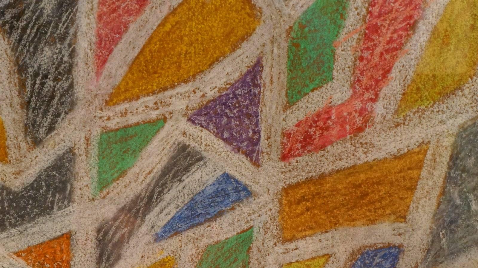 Composizione astratta HG , 1980 - pastello, 82x122  cm., incorniciato - Abstract Painting Marrone di Henri Goetz