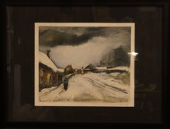 Snowy Landscape, 1928 - signed litograph, 78x101 cm., framed
