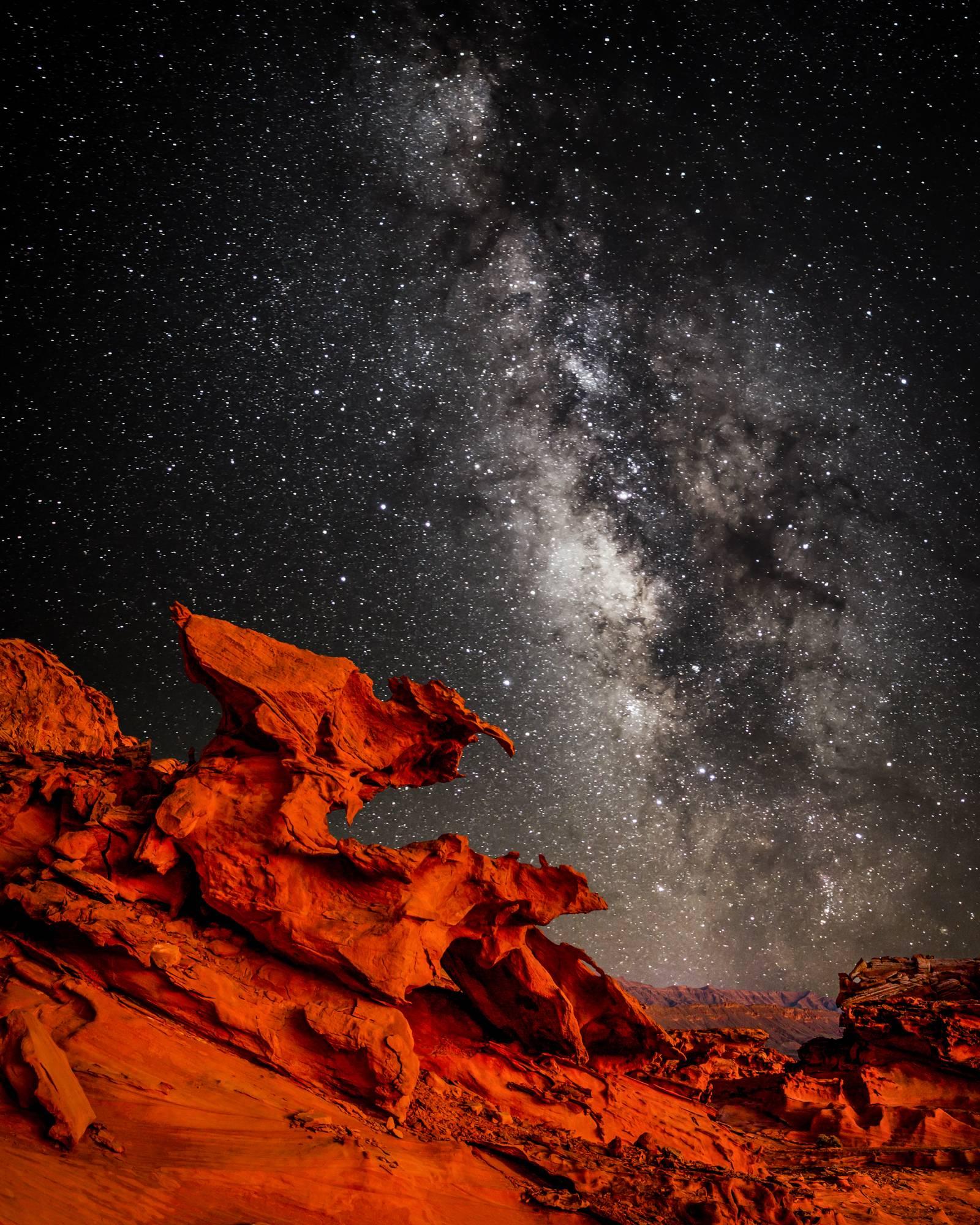 Jessica Fridrich Landscape Photograph - Nevada landscape photography with red gray and black "Nighthawk" UV laminate